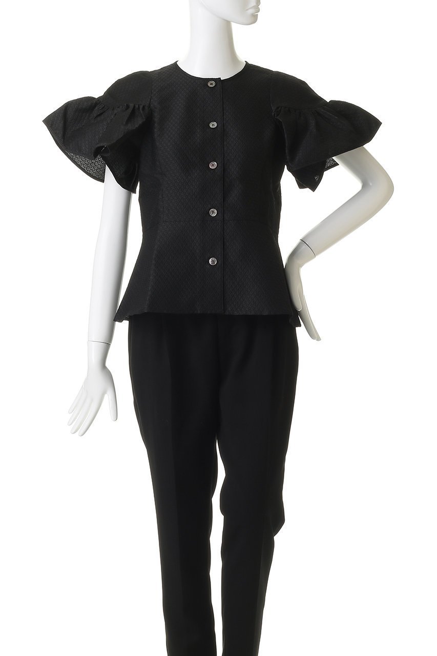 【アミカ/AMICA】のクチュールフレアスリーブトップ 人気、トレンドファッション・服の通販 founy(ファニー) 　ファッション　Fashion　レディースファッション　Fashion for Women　トップス・カットソー　Cut & Sew Tops　シャツ・ブラウス・オフィスカジュアル　Elegant Blouses & Button-Ups　ショート　Short, Short Length　ジャカード／ジャガード　Jacquard, Woven Pattern　スリーブ　Sleeve, Long Sleeve / Short Sleeve　デニム　Denim, Jeans Material　フレア　Flare, Flared　人気　Popular, Best Seller　無地　Plain, Solid Color　other-2|ID: prp329100004902886 ipo3291000000036693907