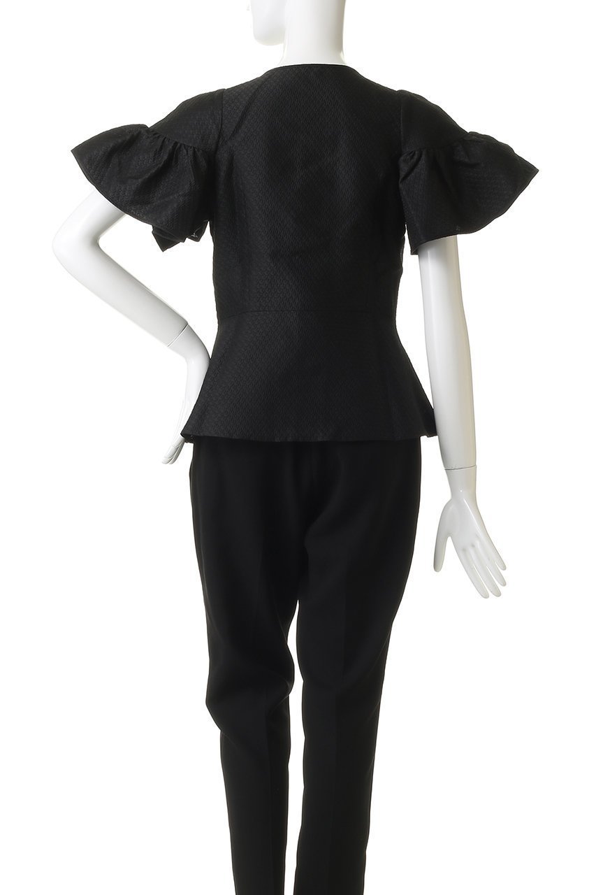 【アミカ/AMICA】のクチュールフレアスリーブトップ 人気、トレンドファッション・服の通販 founy(ファニー) 　ファッション　Fashion　レディースファッション　Fashion for Women　トップス・カットソー　Cut & Sew Tops　シャツ・ブラウス・オフィスカジュアル　Elegant Blouses & Button-Ups　ショート　Short, Short Length　ジャカード／ジャガード　Jacquard, Woven Pattern　スリーブ　Sleeve, Long Sleeve / Short Sleeve　デニム　Denim, Jeans Material　フレア　Flare, Flared　人気　Popular, Best Seller　無地　Plain, Solid Color　other-4|ID: prp329100004902886 ipo3291000000036693909