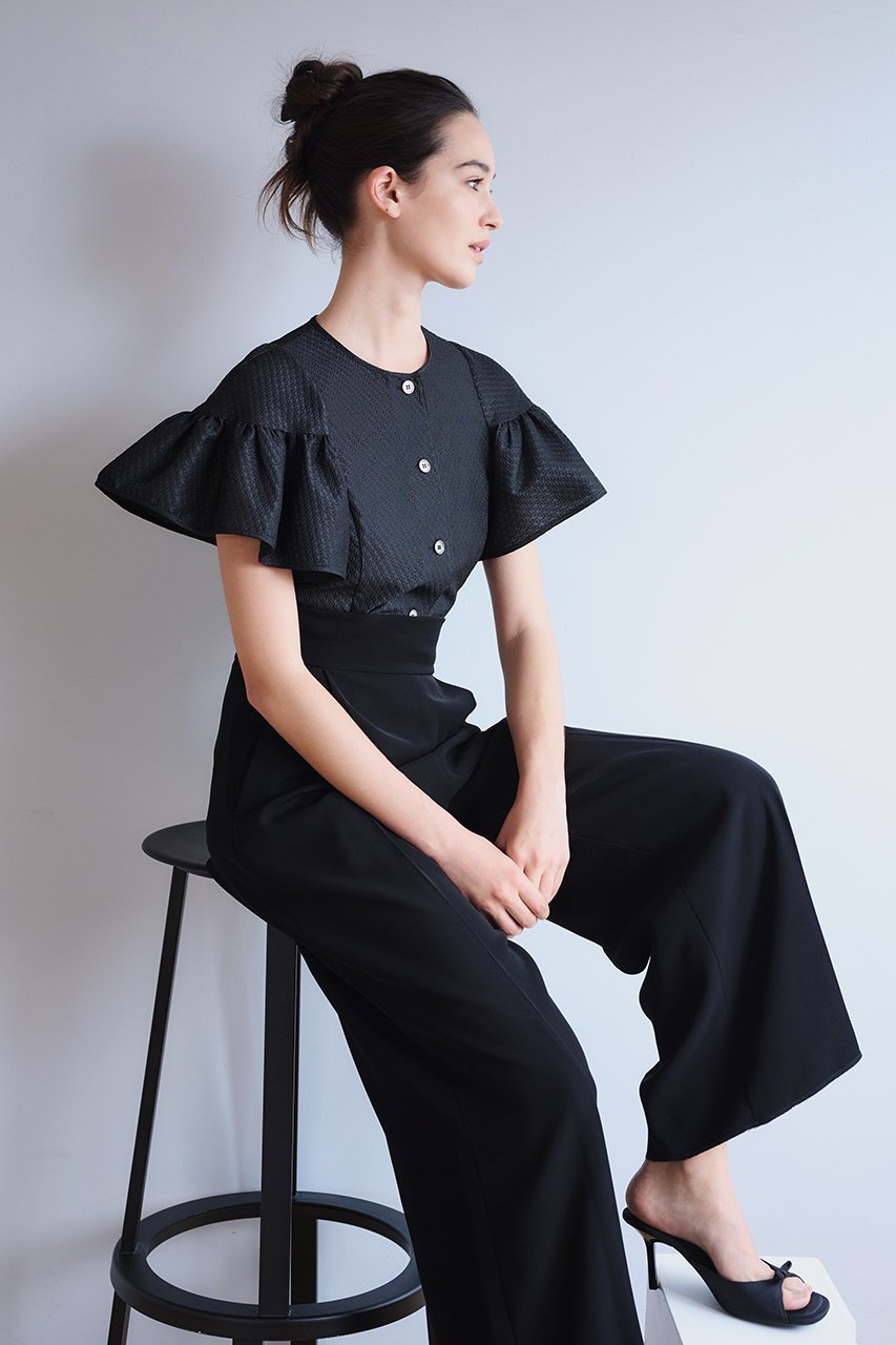 【アミカ/AMICA】のクチュールフレアスリーブトップ 人気、トレンドファッション・服の通販 founy(ファニー) 　ファッション　Fashion　レディースファッション　Fashion for Women　トップス・カットソー　Cut & Sew Tops　シャツ・ブラウス・オフィスカジュアル　Elegant Blouses & Button-Ups　ショート　Short, Short Length　ジャカード／ジャガード　Jacquard, Woven Pattern　スリーブ　Sleeve, Long Sleeve / Short Sleeve　デニム　Denim, Jeans Material　フレア　Flare, Flared　人気　Popular, Best Seller　無地　Plain, Solid Color　other-6|ID: prp329100004902886 ipo3291000000036693912