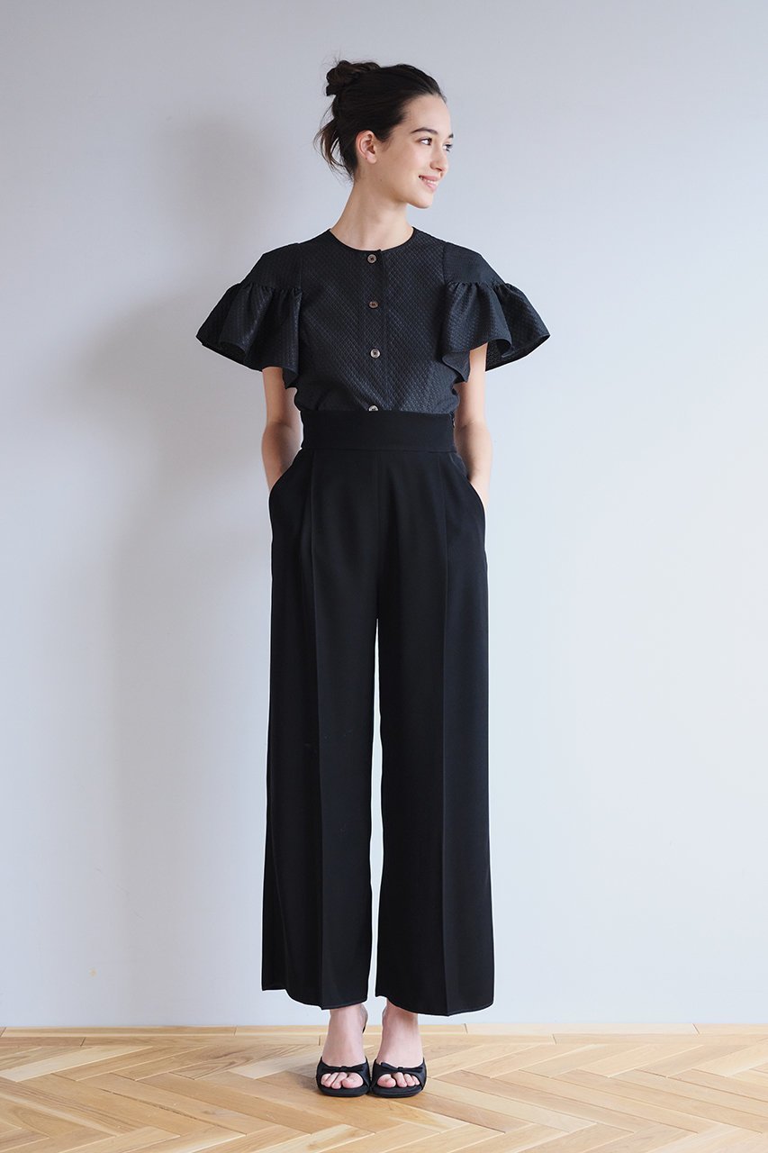 【アミカ/AMICA】のクチュールフレアスリーブトップ 人気、トレンドファッション・服の通販 founy(ファニー) 　ファッション　Fashion　レディースファッション　Fashion for Women　トップス・カットソー　Cut & Sew Tops　シャツ・ブラウス・オフィスカジュアル　Elegant Blouses & Button-Ups　ショート　Short, Short Length　ジャカード／ジャガード　Jacquard, Woven Pattern　スリーブ　Sleeve, Long Sleeve / Short Sleeve　デニム　Denim, Jeans Material　フレア　Flare, Flared　人気　Popular, Best Seller　無地　Plain, Solid Color　other-8|ID: prp329100004902886 ipo3291000000036693916