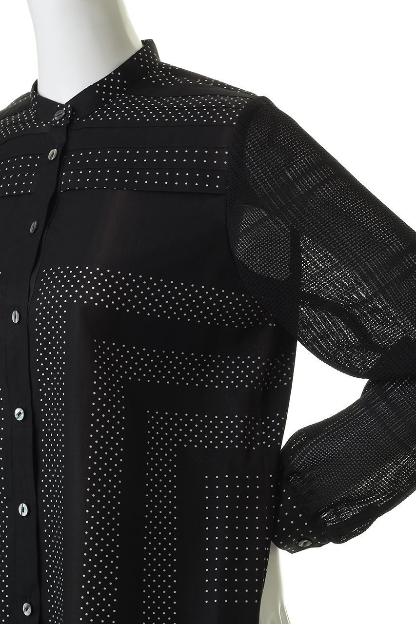 【その他のブランド/Other】のオリジナルプリント スタンドカラーブラウス 人気、トレンドファッション・服の通販 founy(ファニー) 　ファッション　Fashion　レディースファッション　Fashion for Women　トップス・カットソー　Cut & Sew Tops　シャツ・ブラウス・オフィスカジュアル　Elegant Blouses & Button-Ups　おすすめ　Recommended / Our Picks　グラデーション　Gradient, Ombre　スタンド　Stand Collar, Upright Stand　ストライプ　Stripe, Striped Pattern　ストレート　Straight, Straight Cut　スリーブ　Sleeve, Long Sleeve / Short Sleeve　セットアップ　Set-Up, Coordinated Outfit　デニム　Denim, Jeans Material　ドット　Polka Dot, Dot Pattern　プリント　Print, Printed Pattern　モチーフ　Motif, Design Theme　ロング　Long, Long-Length　エレガント 上品　Elegant　夏　Summer　other-5|ID: prp329100004902950 ipo3291000000036745269