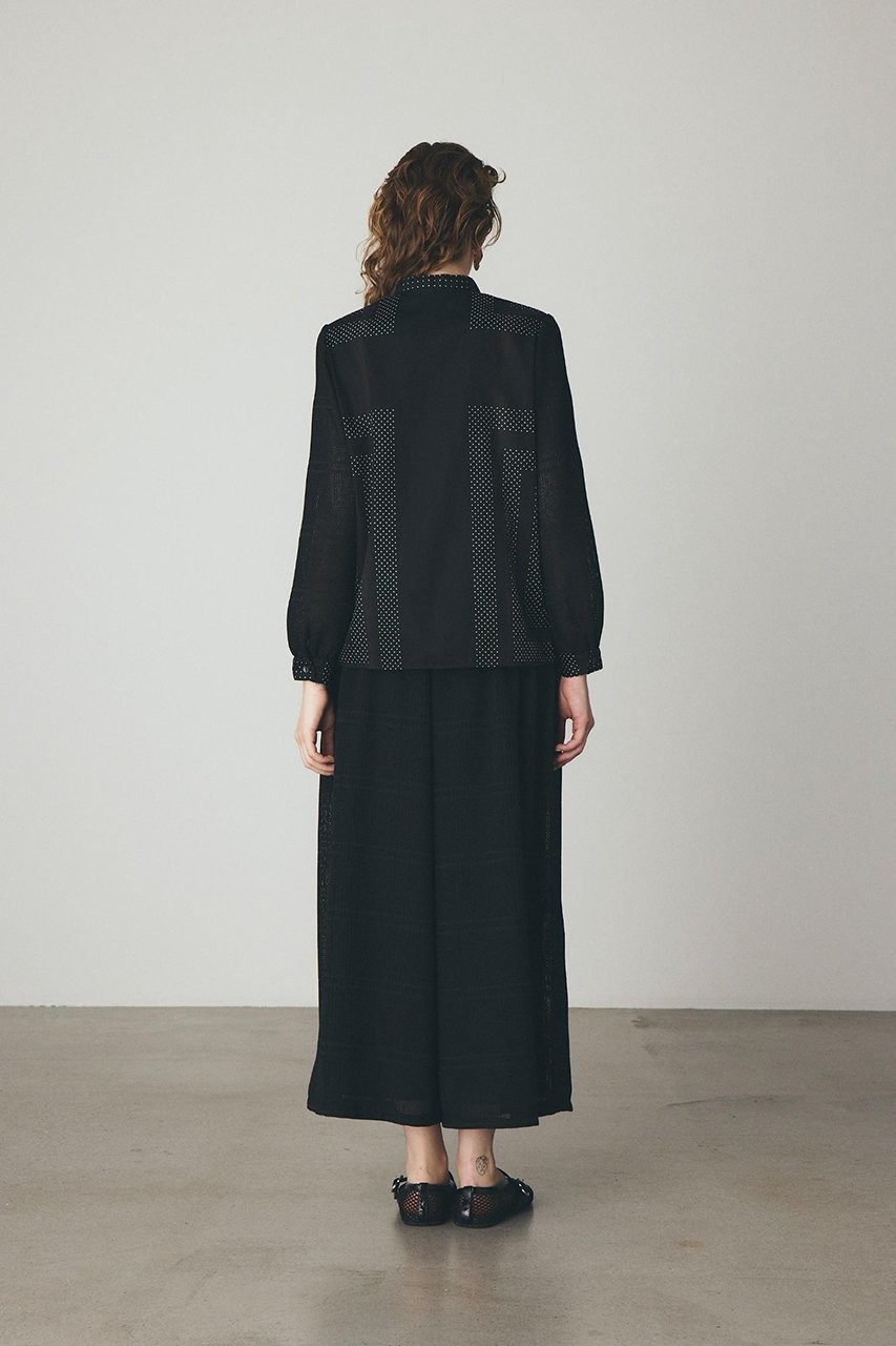 【その他のブランド/Other】のオリジナルプリント スタンドカラーブラウス 人気、トレンドファッション・服の通販 founy(ファニー) 　ファッション　Fashion　レディースファッション　Fashion for Women　トップス・カットソー　Cut & Sew Tops　シャツ・ブラウス・オフィスカジュアル　Elegant Blouses & Button-Ups　おすすめ　Recommended / Our Picks　グラデーション　Gradient, Ombre　スタンド　Stand Collar, Upright Stand　ストライプ　Stripe, Striped Pattern　ストレート　Straight, Straight Cut　スリーブ　Sleeve, Long Sleeve / Short Sleeve　セットアップ　Set-Up, Coordinated Outfit　デニム　Denim, Jeans Material　ドット　Polka Dot, Dot Pattern　プリント　Print, Printed Pattern　モチーフ　Motif, Design Theme　ロング　Long, Long-Length　エレガント 上品　Elegant　夏　Summer　other-8|ID: prp329100004902950 ipo3291000000036745272