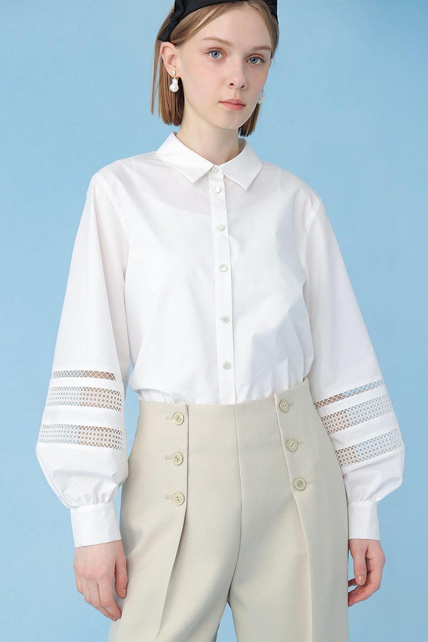 【アナイ/ANAYI】のブロードレース切り替えスリーブ ブラウス 人気、トレンドファッション・服の通販 founy(ファニー) 　ファッション　Fashion　レディースファッション　Fashion for Women　トップス・カットソー　Cut & Sew Tops　シャツ・ブラウス・オフィスカジュアル　Elegant Blouses & Button-Ups　おすすめ　Recommended / Our Picks　なめらか　Smooth, Silky Texture　スリーブ　Sleeve, Long Sleeve / Short Sleeve　フレア　Flare, Flared　ブロード　Broadcloth, Fine Cotton　メッシュ　Mesh, Net Fabric　レース　Lace, Lace Fabric　ロング　Long, Long-Length　ワイド　Wide, Wide Fit　新作・新入荷　New Arrivals / New In　other-7|ID: prp329100004902969 ipo3291000000036694648