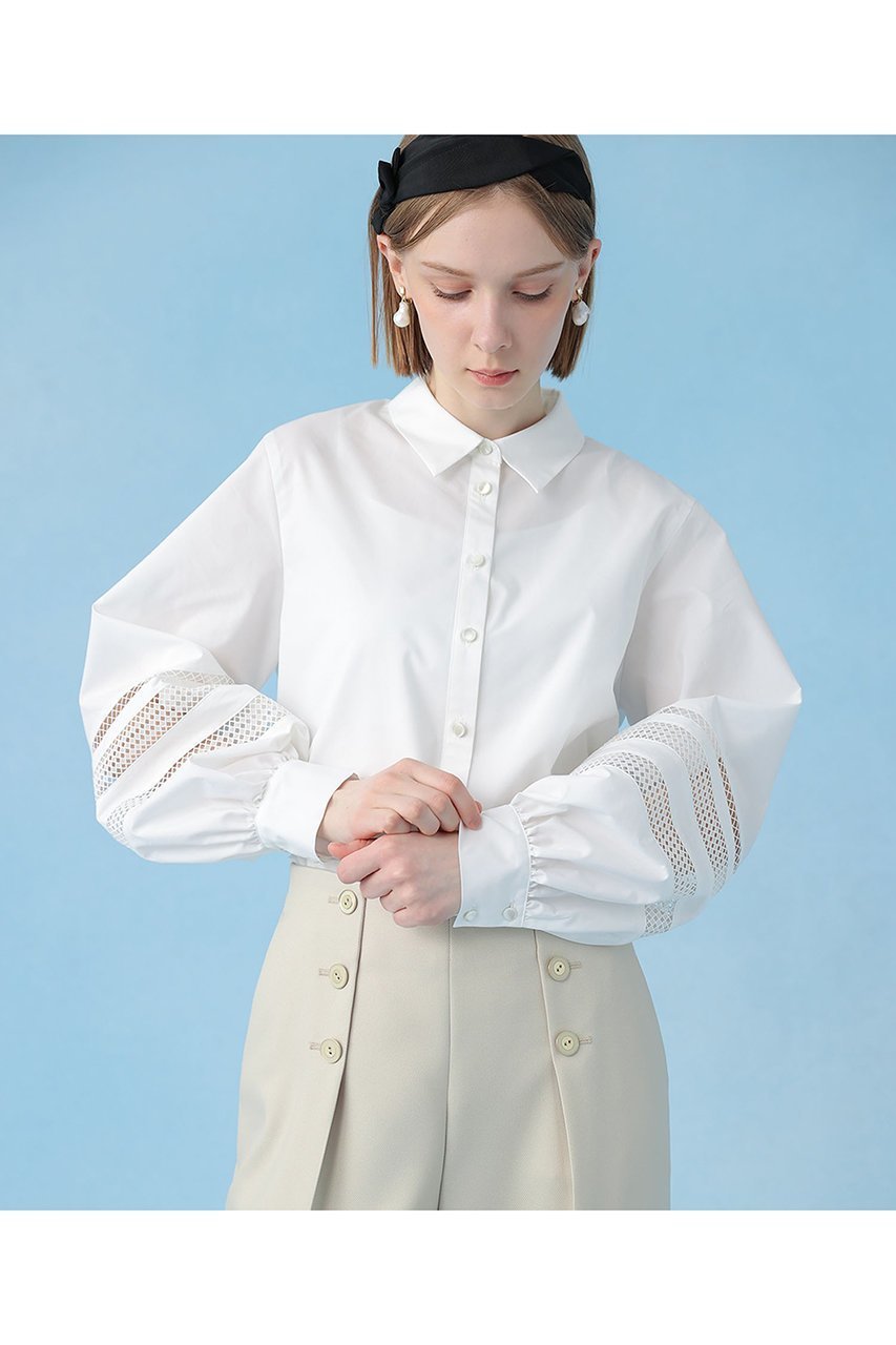 【アナイ/ANAYI】のブロードレース切り替えスリーブ ブラウス 人気、トレンドファッション・服の通販 founy(ファニー) 　ファッション　Fashion　レディースファッション　Fashion for Women　トップス・カットソー　Cut & Sew Tops　シャツ・ブラウス・オフィスカジュアル　Elegant Blouses & Button-Ups　おすすめ　Recommended / Our Picks　なめらか　Smooth, Silky Texture　スリーブ　Sleeve, Long Sleeve / Short Sleeve　フレア　Flare, Flared　ブロード　Broadcloth, Fine Cotton　メッシュ　Mesh, Net Fabric　レース　Lace, Lace Fabric　ロング　Long, Long-Length　ワイド　Wide, Wide Fit　新作・新入荷　New Arrivals / New In　other-8|ID: prp329100004902969 ipo3291000000036694650