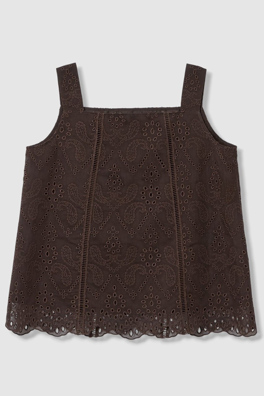 【アナイ/ANAYI】の【セットアップ対応商品】エンブロイダリーキャミソール インテリア・キッズ・メンズ・レディースファッション・服の通販 founy(ファニー) 　ファッション　Fashion　レディースファッション　Fashion for Women　トップス・カットソー　Cut & Sew Tops　キャミソール&ノースリーブ　Camisoles & Sleeveless Tops　シャツ・ブラウス・オフィスカジュアル　Elegant Blouses & Button-Ups　おすすめ　Recommended / Our Picks　アンサンブル　Ensemble Set　インナー　Innerwear　エンブロイダリー　Embroidery Design　キャミソール　Camisole, Spaghetti Strap Top　シアー　Sheer, See-Through　シルク　Silk, 100% Silk　ジャケット　Jacket, Outerwear　セットアップ　Set-Up, Coordinated Outfit　ノースリーブ　Sleeveless, No-Sleeve　フロント　Front, Front Design　ボレロ　Bolero, Short Cardigan　レース　Lace, Lace Fabric　無地　Plain, Solid Color　ブラウン|ID: prp329100004902971 ipo3291000000036694653