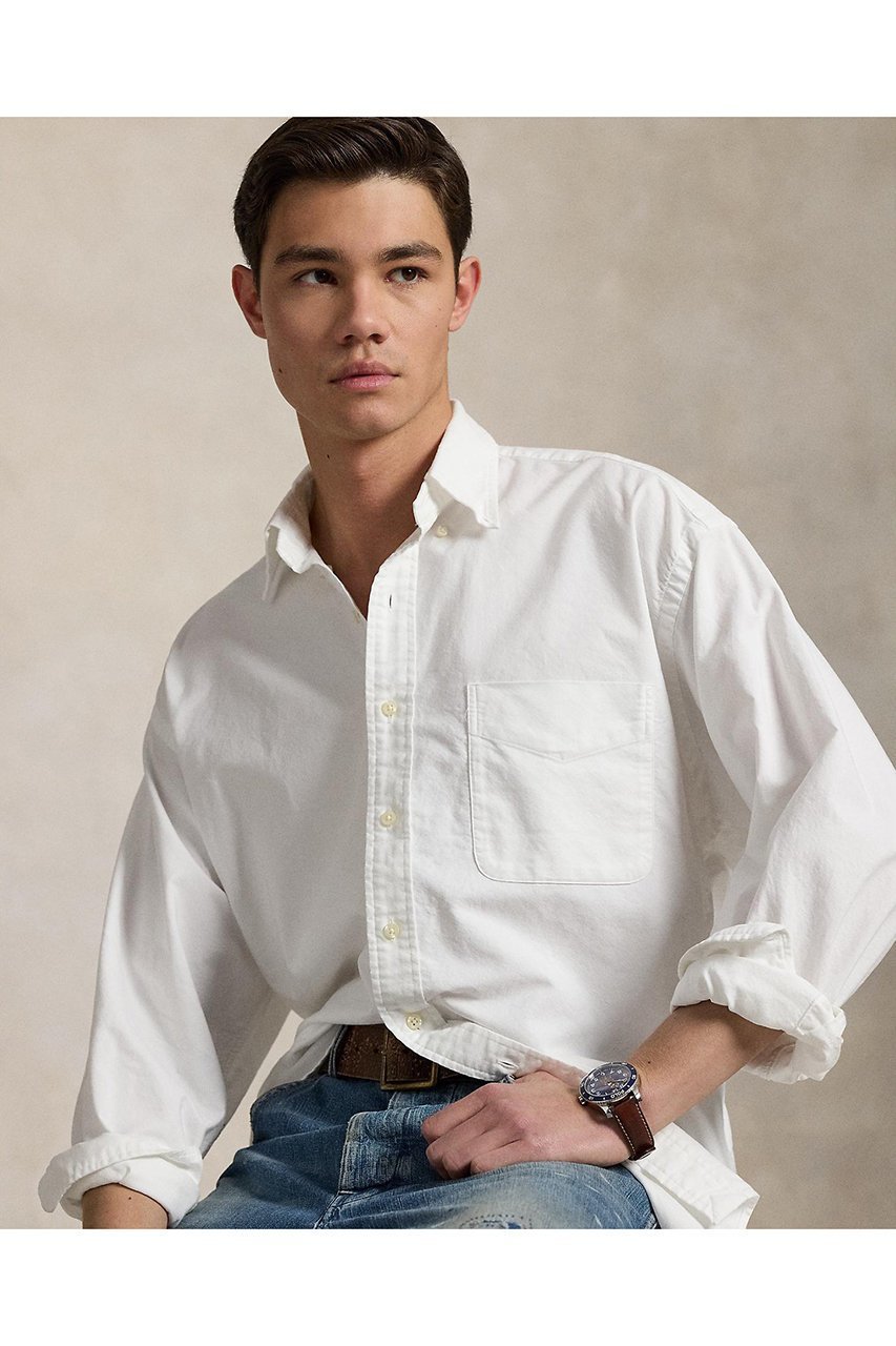 【ラルフローレン/RALPH LAUREN / MEN】の【MEN】【POLO RALPH LAUREN】オーガニック コットン ビッグ シャツ 人気、トレンドファッション・服の通販 founy(ファニー) 　ファッション　Fashion　メンズファッション　Fashion for Men　ウォッシュ　Washed Finish　オーガニック　Organic Cotton　カフス　Cuff Design　スリーブ　Sleeve, Long Sleeve / Short Sleeve　長袖　Long Sleeve, Full Sleeve　パッチ　Patch, Appliqué　ビッグ　Big, Oversized　フィット　Fit, Slim Fit　プリーツ　Pleats, Pleated　ボックス　Boxy, Box Shape　ポケット　Pocket, Pocket Detail　リラックス　Relax, Relaxed Fit　ロング　Long, Long-Length　other-4|ID: prp329100004902976 ipo3291000000036694699