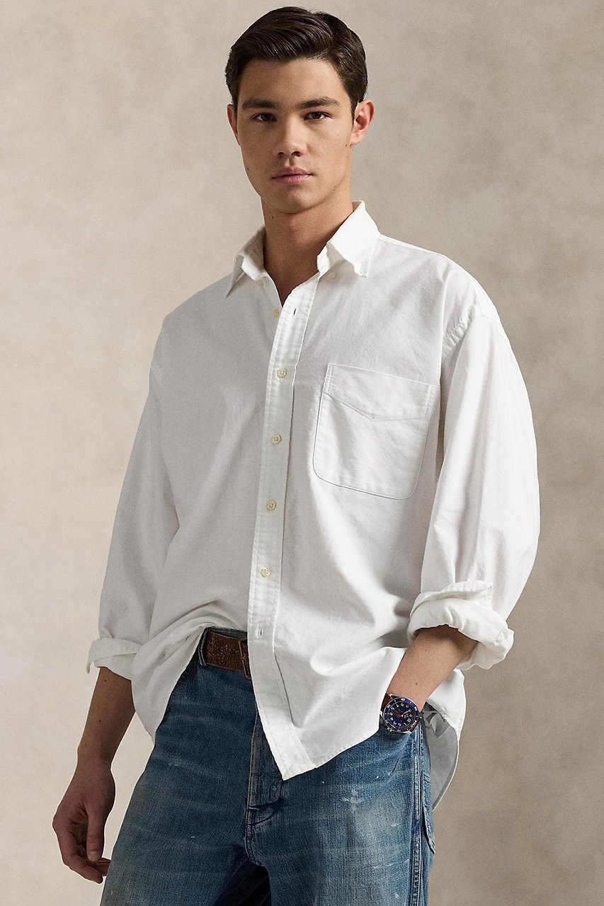 【ラルフローレン/RALPH LAUREN / MEN】の【MEN】【POLO RALPH LAUREN】オーガニック コットン ビッグ シャツ 人気、トレンドファッション・服の通販 founy(ファニー) 　ファッション　Fashion　メンズファッション　Fashion for Men　ウォッシュ　Washed Finish　オーガニック　Organic Cotton　カフス　Cuff Design　スリーブ　Sleeve, Long Sleeve / Short Sleeve　長袖　Long Sleeve, Full Sleeve　パッチ　Patch, Appliqué　ビッグ　Big, Oversized　フィット　Fit, Slim Fit　プリーツ　Pleats, Pleated　ボックス　Boxy, Box Shape　ポケット　Pocket, Pocket Detail　リラックス　Relax, Relaxed Fit　ロング　Long, Long-Length　other-7|ID: prp329100004902976 ipo3291000000036694702