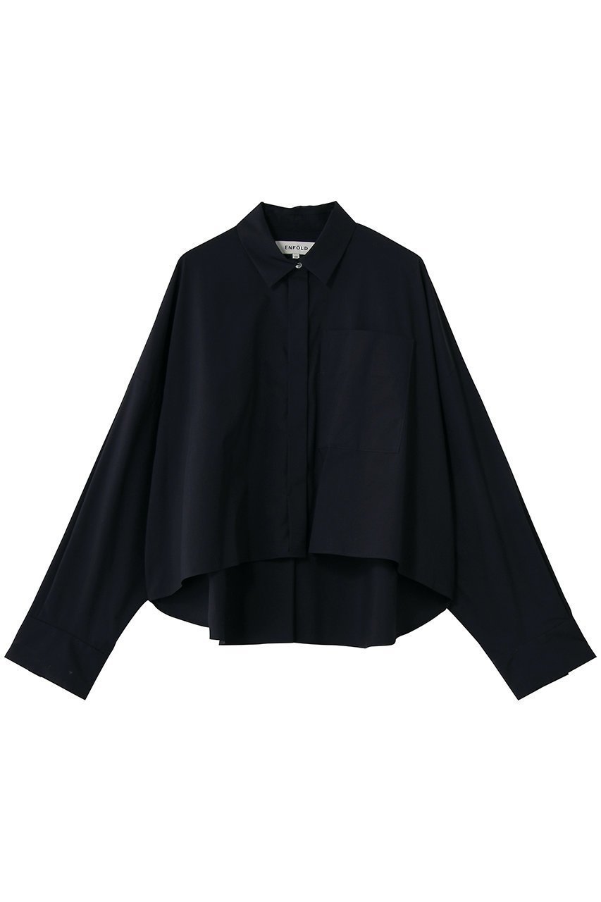 【エンフォルド/ENFOLD】のJUST-LENGTH SHIRT インテリア・キッズ・メンズ・レディースファッション・服の通販 founy(ファニー) ファッション Fashion レディースファッション Fashion for Women トップス・カットソー Cut & Sew Tops シャツ・ブラウス・オフィスカジュアル Elegant Blouses & Button-Ups ストレッチ Stretch, Stretchy Fabric スリーブ Sleeve, Long Sleeve / Short Sleeve セットアップ Set-Up, Coordinated Outfit タフタ Taffeta, Structured Fabric バランス Balance, Style Balance ロング Long, Long-Length ワイド Wide, Wide Fit 再入荷 Restock / Back in Stock 羽織 Haori, Light Jacket ダークネイビー|ID: prp329100004902979 ipo3291000000036694722