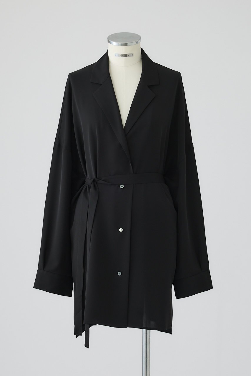 【リムアーク/RIM.ARK】のOpen collar relax SH/シャツ インテリア・キッズ・メンズ・レディースファッション・服の通販 founy(ファニー) 　ファッション　Fashion　レディースファッション　Fashion for Women　トップス・カットソー　Cut & Sew Tops　シャツ・ブラウス・オフィスカジュアル　Elegant Blouses & Button-Ups　ショート　Short, Short Length　ジュエリー　Jewelry, Accessories　スリーブ　Sleeve, Long Sleeve / Short Sleeve　デコルテ　Décolleté, Neckline　ドレープ　Drape, Draping Fabric　フロント　Front, Front Design　リラックス　Relax, Relaxed Fit　ワイド　Wide, Wide Fit　エレガント 上品　Elegant　新作・新入荷　New Arrivals / New In　ブラック|ID: prp329100004902981 ipo3291000000036694812