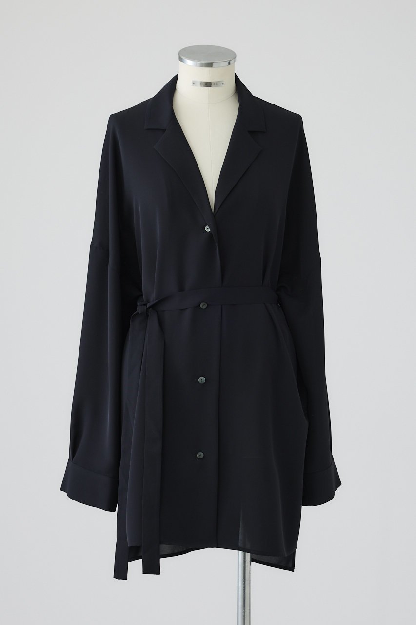 【リムアーク/RIM.ARK】のOpen collar relax SH/シャツ インテリア・キッズ・メンズ・レディースファッション・服の通販 founy(ファニー) 　ファッション　Fashion　レディースファッション　Fashion for Women　トップス・カットソー　Cut & Sew Tops　シャツ・ブラウス・オフィスカジュアル　Elegant Blouses & Button-Ups　ショート　Short, Short Length　ジュエリー　Jewelry, Accessories　スリーブ　Sleeve, Long Sleeve / Short Sleeve　デコルテ　Décolleté, Neckline　ドレープ　Drape, Draping Fabric　フロント　Front, Front Design　リラックス　Relax, Relaxed Fit　ワイド　Wide, Wide Fit　エレガント 上品　Elegant　新作・新入荷　New Arrivals / New In　ネイビー|ID: prp329100004902981 ipo3291000000036694815