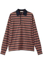 【ブラミンク/BLAMINK】のマルチボーダーロングスリーブ 人気、トレンドファッション・服の通販 founy(ファニー) ファッション Fashion レディースファッション Fashion for Women トップス・カットソー Cut & Sew Tops シャツ・ブラウス・オフィスカジュアル Elegant Blouses & Button-Ups ポロシャツ・きれいめカジュアル Smart-Casual Polo Tops スリーブ Sleeve, Long Sleeve / Short Sleeve ボーダー Border, Stripe ポロシャツ Polo Shirt, Collared Tee リラックス Relax, Relaxed Fit ロング Long, Long-Length thumbnail オレンジ|ID: prp329100004902984 ipo3291000000036694932