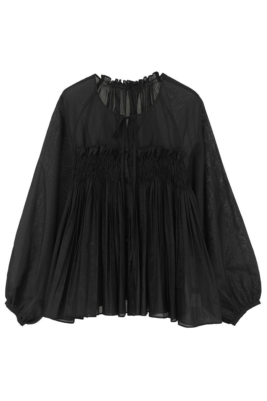 【マルティニーク/martinique】のプリーツブラウス インテリア・キッズ・メンズ・レディースファッション・服の通販 founy(ファニー) 　ファッション　Fashion　レディースファッション　Fashion for Women　トップス・カットソー　Cut & Sew Tops　シャツ・ブラウス・オフィスカジュアル　Elegant Blouses & Button-Ups　おすすめ　Recommended / Our Picks　ギャザー　Gathered, Ruffled　シルク　Silk, 100% Silk　シンプル　Simple, Minimal　スリーブ　Sleeve, Long Sleeve / Short Sleeve　フロント　Front, Front Design　プリーツ　Pleats, Pleated　ペンシル　Pencil, Pencil Skirt　リラックス　Relax, Relaxed Fit　ロング　Long, Long-Length　エレガント 上品　Elegant　ブラック|ID: prp329100004902985 ipo3291000000036694940