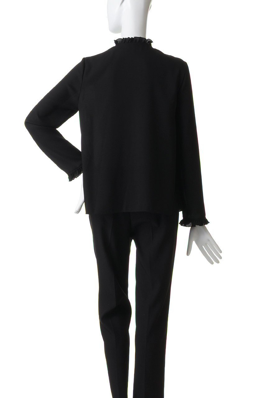 【アルアバイル/allureville】の【LOULOU WILLOUGHBY】ヘムフリルドレープブラウス 人気、トレンドファッション・服の通販 founy(ファニー) 　ファッション　Fashion　レディースファッション　Fashion for Women　トップス・カットソー　Cut & Sew Tops　シャツ・ブラウス・オフィスカジュアル　Elegant Blouses & Button-Ups　おすすめ　Recommended / Our Picks　とろみ　Fluid, Flowy Fabric　ジャケット　Jacket, Outerwear　スリーブ　Sleeve, Long Sleeve / Short Sleeve　バランス　Balance, Style Balance　フロント　Front, Front Design　リボン　Ribbon, Bow　ロング　Long, Long-Length　新作・新入荷　New Arrivals / New In　other-4|ID: prp329100004902987 ipo3291000000036694958