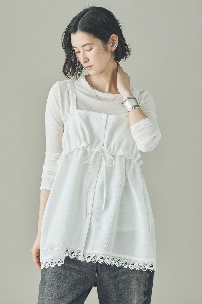 【カレンソロジー/Curensology】のワッフルキャミブラウス インテリア・キッズ・メンズ・レディースファッション・服の通販 founy(ファニー) https://founy.com/ ファッション Fashion レディースファッション Fashion for Women トップス・カットソー Cut & Sew Tops キャミソール&ノースリーブ Camisoles & Sleeveless Tops シャツ・ブラウス・オフィスカジュアル Elegant Blouses & Button-Ups インナー Innerwear ギャザー Gathered, Ruffled ノースリーブ Sleeveless, No-Sleeve フロント Front, Front Design ベスト Vest, Waistcoat レース Lace, Lace Fabric ロング Long, Long-Length ワッフル Waffle, Waffle Knit おすすめ Recommended / Our Picks |ID: prp329100004902988 ipo3291000000037240915