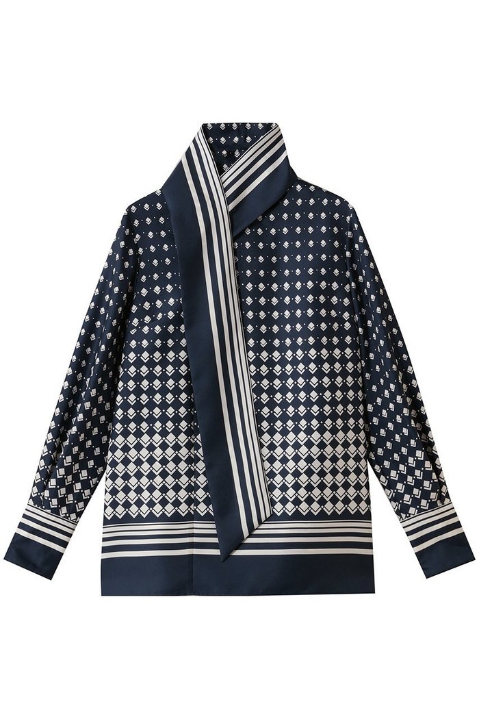 【エムフィル/M Fil】のGeo Shift プリント アシンメトリー ボウタイブラウス インテリア・キッズ・メンズ・レディースファッション・服の通販 founy(ファウニー) https://founy.com/ ファッション Fashion レディースファッション Fashion for Women トップス・カットソー Cut & Sew Tops シャツ・ブラウス・オフィスカジュアル Elegant Blouses & Button-Ups アシンメトリー Asymmetrical Style カフス Cuff Design クラシック Classic, Timeless Style グラデーション Gradient, Ombre スリーブ Sleeve, Long Sleeve / Short Sleeve プリント Print, Printed Pattern モダン Modern, Contemporary リュクス Luxury, Elegant, High-End, Chic ロング Long, Long-Length エレガント 上品 Elegant 再入荷 Restock / Back in Stock |ID: prp329100004902990 ipo3291000000036694973