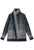 【エムフィル/M Fil】のGeo Shift プリント アシンメトリー ボウタイブラウス 人気、トレンドファッション・服の通販 founy(ファニー) ファッション Fashion レディースファッション Fashion for Women トップス・カットソー Cut & Sew Tops シャツ・ブラウス・オフィスカジュアル Elegant Blouses & Button-Ups アシンメトリー Asymmetrical Style カフス Cuff Design クラシック Classic, Timeless Style グラデーション Gradient, Ombre スリーブ Sleeve, Long Sleeve / Short Sleeve プリント Print, Printed Pattern モダン Modern, Contemporary リュクス Luxury, Elegant, High-End, Chic ロング Long, Long-Length エレガント 上品 Elegant |ID:prp329100004902990