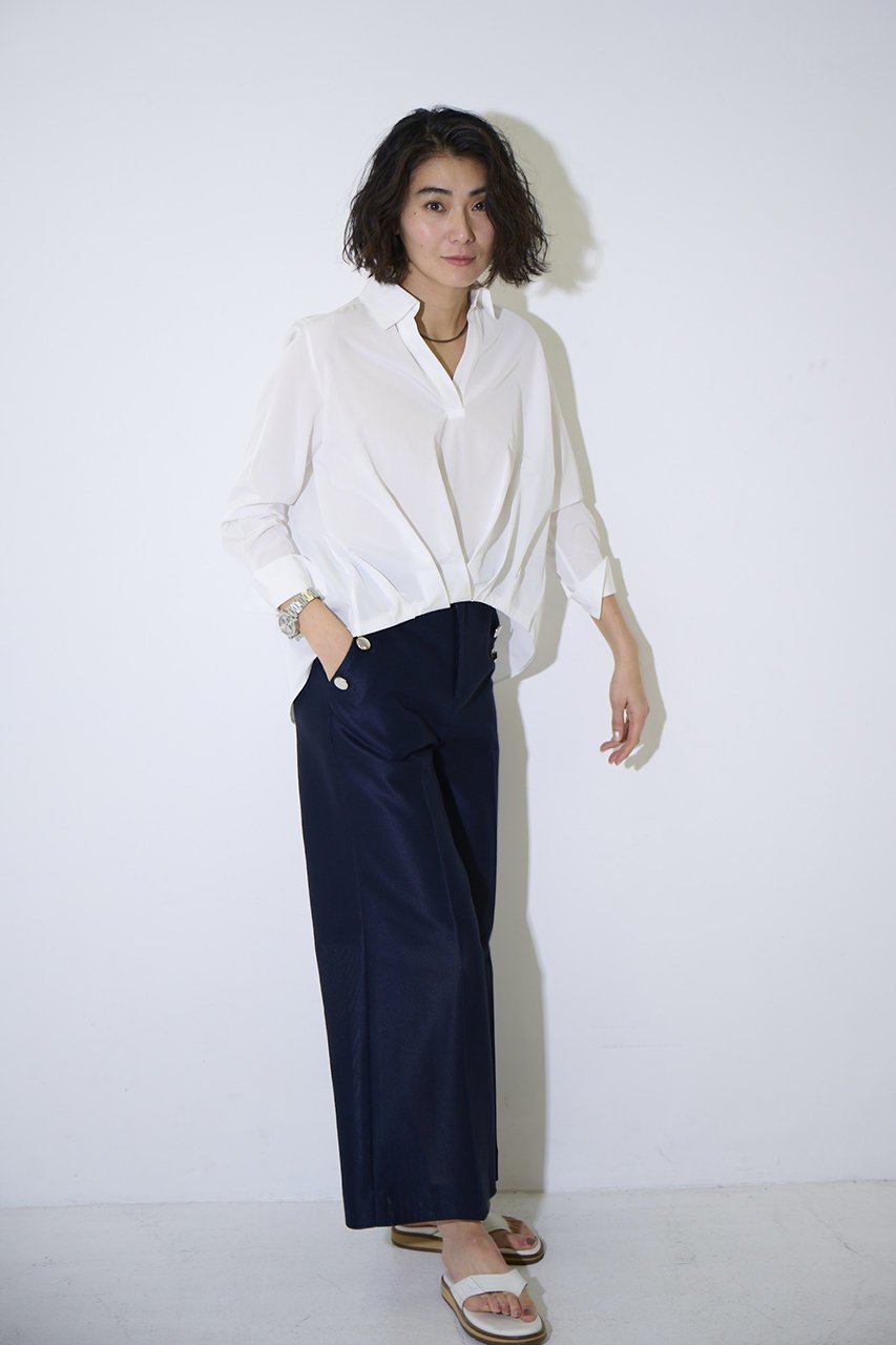 【エムフィル/M Fil】のトリアセテート コットン タイプライター フロントタックブラウス 人気、トレンドファッション・服の通販 founy(ファニー) 　ファッション　Fashion　レディースファッション　Fashion for Women　トップス・カットソー　Cut & Sew Tops　シャツ・ブラウス・オフィスカジュアル　Elegant Blouses & Button-Ups　カフス　Cuff Design　スリーブ　Sleeve, Long Sleeve / Short Sleeve　タイプライター　Typewriter Fabric, Crisp Cotton　フォルム　Silhouette, Form　ロング　Long, Long-Length　other-7|ID: prp329100004902997 ipo3291000000036825624