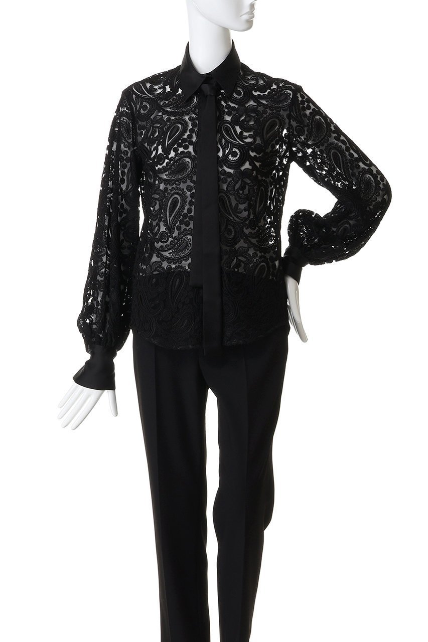 【チノ/CINOH】の【BLACK FORMAL】レース ボウタイ シャツ 人気、トレンドファッション・服の通販 founy(ファニー) 　ファッション　Fashion　レディースファッション　Fashion for Women　トップス・カットソー　Cut & Sew Tops　シャツ・ブラウス・オフィスカジュアル　Elegant Blouses & Button-Ups　クラシック　Classic, Timeless Style　スリーブ　Sleeve, Long Sleeve / Short Sleeve　フレア　Flare, Flared　マニッシュ　Mannish, Boyish　レース　Lace, Lace Fabric　ロング　Long, Long-Length　other-2|ID: prp329100004902998 ipo3291000000036695032