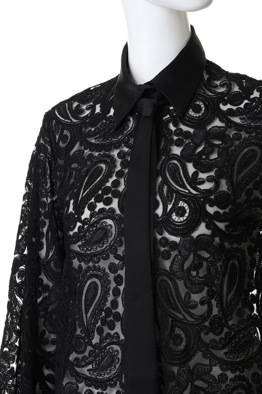 【チノ/CINOH】の【BLACK FORMAL】レース ボウタイ シャツ 人気、トレンドファッション・服の通販 founy(ファニー) 　ファッション　Fashion　レディースファッション　Fashion for Women　トップス・カットソー　Cut & Sew Tops　シャツ・ブラウス・オフィスカジュアル　Elegant Blouses & Button-Ups　クラシック　Classic, Timeless Style　スリーブ　Sleeve, Long Sleeve / Short Sleeve　フレア　Flare, Flared　マニッシュ　Mannish, Boyish　レース　Lace, Lace Fabric　ロング　Long, Long-Length　other-5|ID: prp329100004902998 ipo3291000000036695035