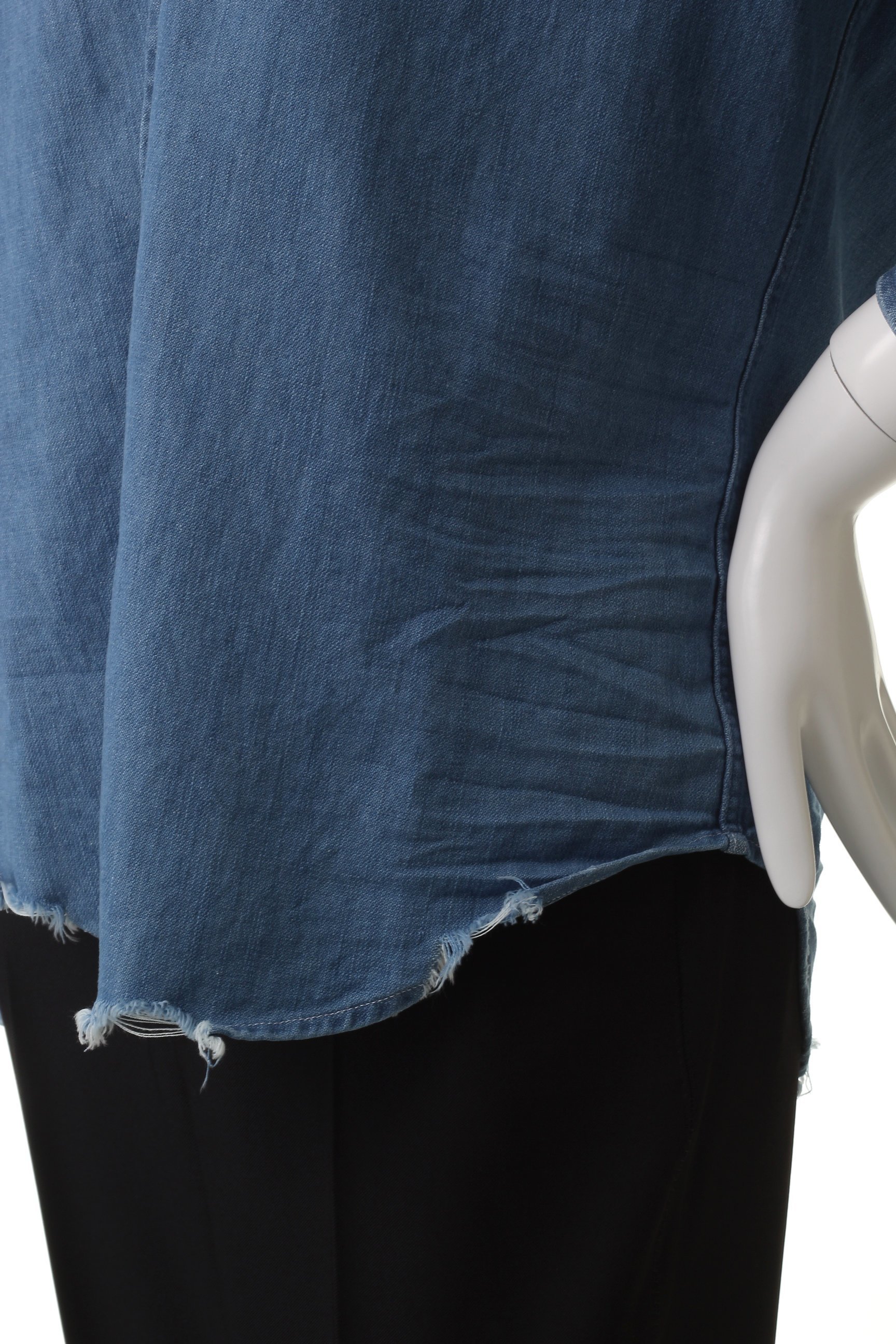 【フランク&アイリーン/Frank&Eileen】のRUFFLE EILEEN フェイマスデニム フリルカラーシャツ 人気、トレンドファッション・服の通販 founy(ファニー) 　ファッション　Fashion　レディースファッション　Fashion for Women　トップス・カットソー　Cut & Sew Tops　シャツ・ブラウス・オフィスカジュアル　Elegant Blouses & Button-Ups　スリム　Slim, Slim Fit　スリーブ　Sleeve, Long Sleeve / Short Sleeve　ダメージ　Distressed, Destroyed　デニム　Denim, Jeans Material　フリル　Frill, Ruffle　ロング　Long, Long-Length　other-6|ID: prp329100004903010 ipo3291000000036695126