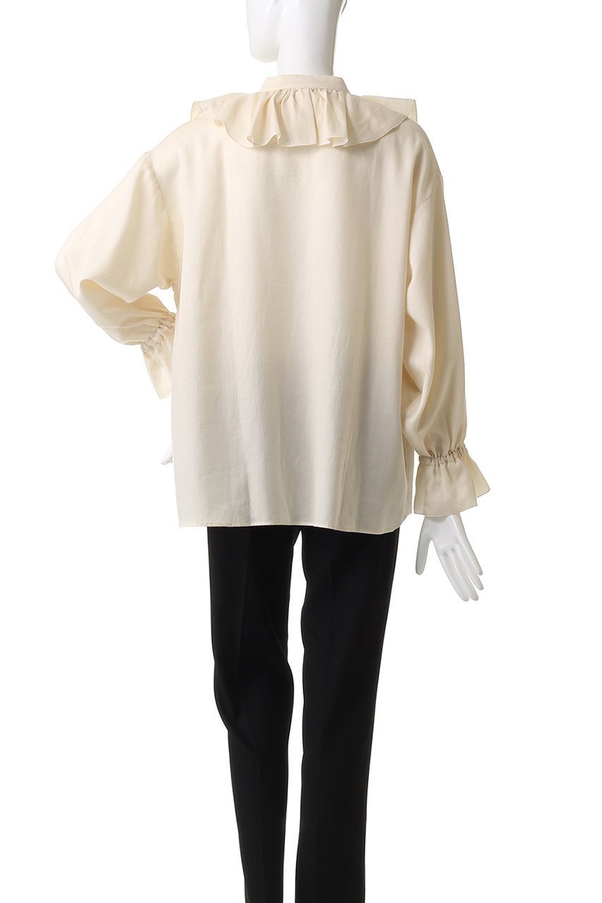 【ナナデコール/nanadecor】のエアリーサテンフリルブラウス 人気、トレンドファッション・服の通販 founy(ファニー) 　ファッション　Fashion　レディースファッション　Fashion for Women　トップス・カットソー　Cut & Sew Tops　シャツ・ブラウス・オフィスカジュアル　Elegant Blouses & Button-Ups　エアリー　Airy Texture　サテン　Satin, Glossy Fabric　スタンド　Stand Collar, Upright Stand　スリーブ　Sleeve, Long Sleeve / Short Sleeve　フリル　Frill, Ruffle　フロント　Front, Front Design　ロング　Long, Long-Length　other-4|ID: prp329100004903017 ipo3291000000036695175