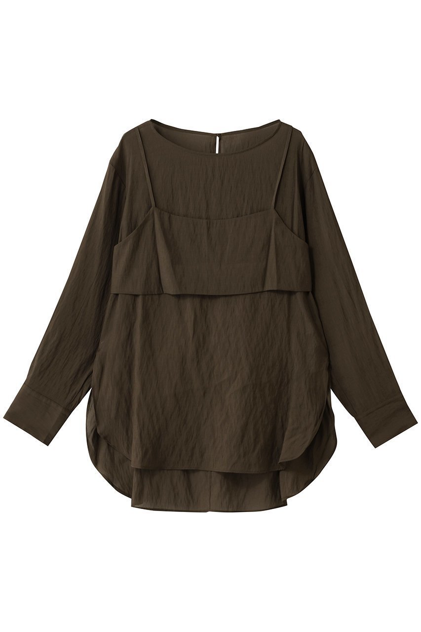 【ガリャルダガランテ/GALLARDAGALANTE】のビスチェレイヤードシャツ インテリア・キッズ・メンズ・レディースファッション・服の通販 founy(ファニー) ファッション Fashion レディースファッション Fashion for Women トップス・カットソー Cut & Sew Tops シャツ・ブラウス・オフィスカジュアル Elegant Blouses & Button-Ups ビスチェ Bustiers & Corset Tops / Layered Bustier Style インナー Innerwear シアー Sheer, See-Through ジャケット Jacket, Outerwear スリーブ Sleeve, Long Sleeve / Short Sleeve ビスチェ Bustier, Corset Top ロング Long, Long-Length ブラウン|ID: prp329100004903024 ipo3291000000036695237