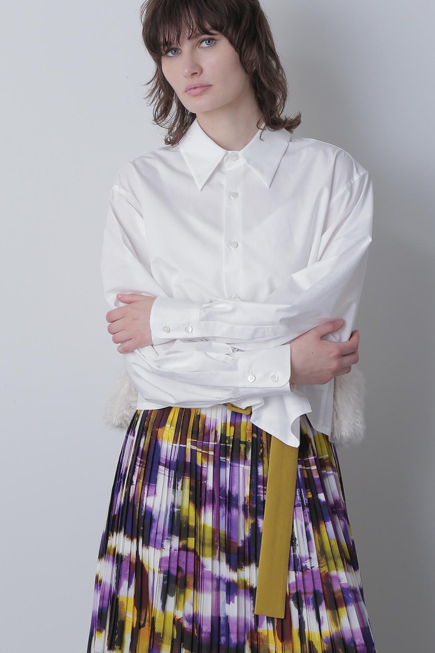 【ヒューエルミュージアム/hueLe Museum】の【STUMBLY】Fur Trim Combi Shirts インテリア・キッズ・メンズ・レディースファッション・服の通販 founy(ファニー) ファッション Fashion レディースファッション Fashion for Women トップス・カットソー Cut & Sew Tops シャツ・ブラウス・オフィスカジュアル Elegant Blouses & Button-Ups シンプル Simple, Minimal スリーブ Sleeve, Long Sleeve / Short Sleeve ポケット Pocket, Pocket Detail ロング Long, Long-Length ホワイト|ID: prp329100004903026 ipo3291000000036695258