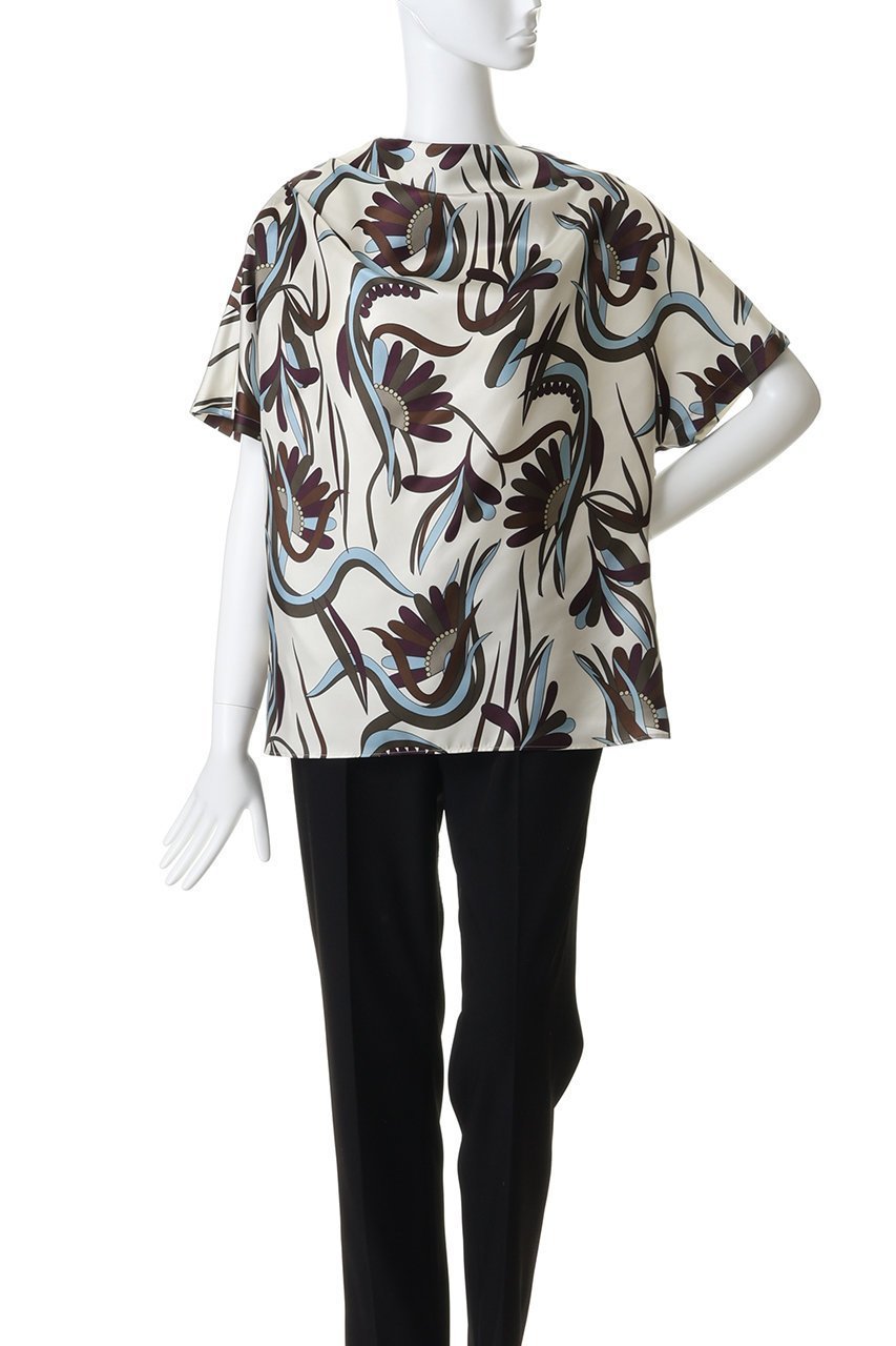 【エムフィル/M Fil】のテールプリント ドレープブラウス 人気、トレンドファッション・服の通販 founy(ファニー) 　ファッション　Fashion　レディースファッション　Fashion for Women　トップス・カットソー　Cut & Sew Tops　シャツ・ブラウス・オフィスカジュアル　Elegant Blouses & Button-Ups　アシンメトリー　Asymmetrical Style　ショート　Short, Short Length　スリーブ　Sleeve, Long Sleeve / Short Sleeve　プリント　Print, Printed Pattern　other-2|ID: prp329100004903030 ipo3291000000036695289