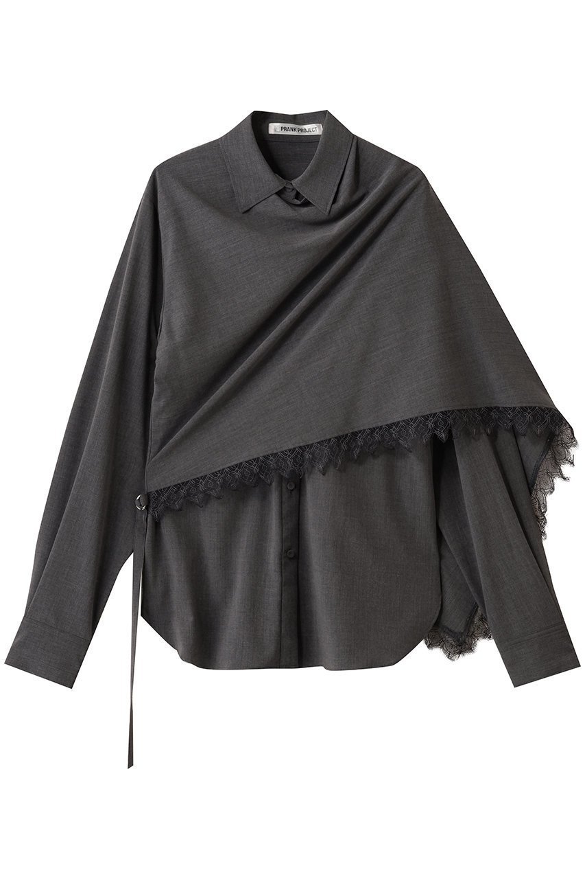 【プランク プロジェクト/PRANK PROJECT】のスカーフシャツ / Scarf Shirt インテリア・キッズ・メンズ・レディースファッション・服の通販 founy(ファニー) 　ファッション　Fashion　レディースファッション　Fashion for Women　トップス・カットソー　Cut & Sew Tops　シャツ・ブラウス・オフィスカジュアル　Elegant Blouses & Button-Ups　ジャケット　Jacket, Outerwear　スカーフ　Scarf, Neckwear　スリーブ　Sleeve, Long Sleeve / Short Sleeve　ドッキング　Docking, Mixed Material　ドレープ　Drape, Draping Fabric　ラップ　Wrap, Wrap Design　レース　Lace, Lace Fabric　ロング　Long, Long-Length　GRY(グレー)|ID: prp329100004903053 ipo3291000000036695440