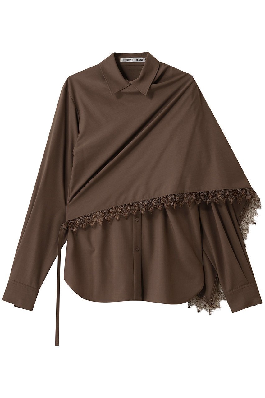 【プランク プロジェクト/PRANK PROJECT】のスカーフシャツ / Scarf Shirt インテリア・キッズ・メンズ・レディースファッション・服の通販 founy(ファニー) 　ファッション　Fashion　レディースファッション　Fashion for Women　トップス・カットソー　Cut & Sew Tops　シャツ・ブラウス・オフィスカジュアル　Elegant Blouses & Button-Ups　ジャケット　Jacket, Outerwear　スカーフ　Scarf, Neckwear　スリーブ　Sleeve, Long Sleeve / Short Sleeve　ドッキング　Docking, Mixed Material　ドレープ　Drape, Draping Fabric　ラップ　Wrap, Wrap Design　レース　Lace, Lace Fabric　ロング　Long, Long-Length　BRN(ブラウン)|ID: prp329100004903053 ipo3291000000036695444