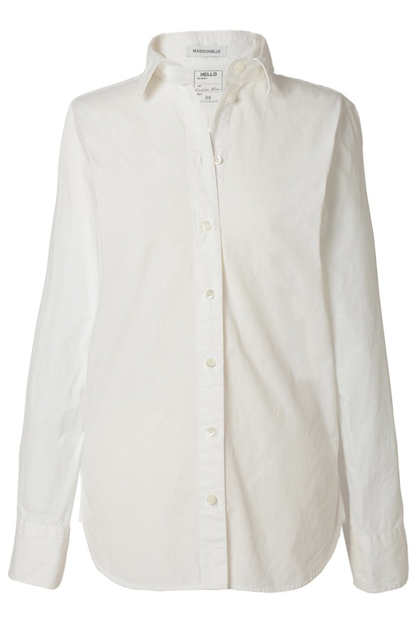 【マディソンブルー/MADISONBLUE】のMADAME SHIRT WASHED OUT MADAME シャツ インテリア・キッズ・メンズ・レディースファッション・服の通販 founy(ファニー) 　ファッション　Fashion　レディースファッション　Fashion for Women　トップス・カットソー　Cut & Sew Tops　シャツ・ブラウス・オフィスカジュアル　Elegant Blouses & Button-Ups　シンプル　Simple, Minimal　ジャケット　Jacket, Outerwear　スリーブ　Sleeve, Long Sleeve / Short Sleeve　タイプライター　Typewriter Fabric, Crisp Cotton　デコルテ　Décolleté, Neckline　ドレス　Dress, One-Piece　ロング　Long, Long-Length　定番　Standard, Basic Item　ホワイト|ID: prp329100004903063 ipo3291000000036695510