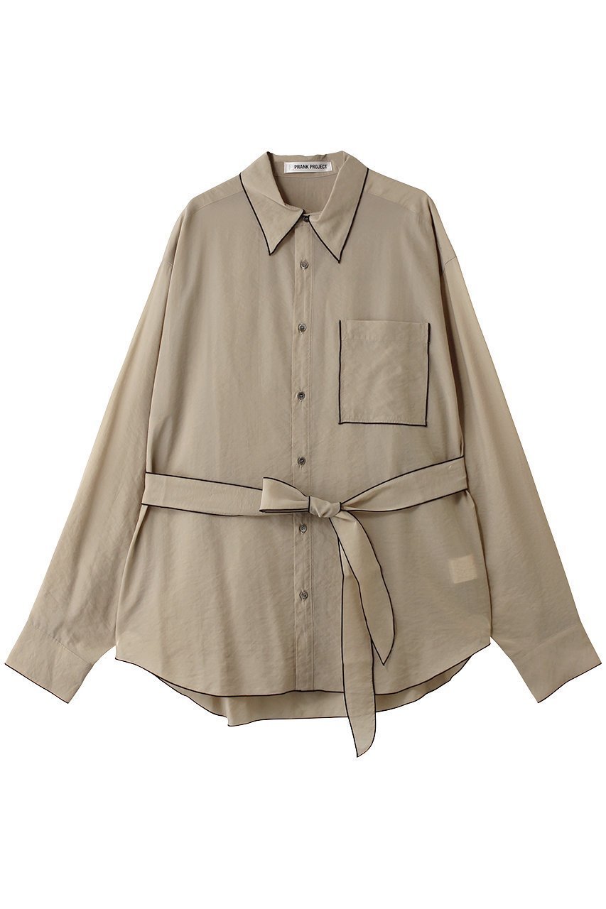 【プランク プロジェクト/PRANK PROJECT】のコントラストトリムシアーシャツ インテリア・キッズ・メンズ・レディースファッション・服の通販 founy(ファニー) ファッション Fashion レディースファッション Fashion for Women トップス・カットソー Cut & Sew Tops シャツ・ブラウス・オフィスカジュアル Elegant Blouses & Button-Ups アクセサリー Fashion Accessories キュプラ Cupro, Eco Fabric シアー Sheer, See-Through シンプル Simple, Minimal スリーブ Sleeve, Long Sleeve / Short Sleeve ロング Long, Long-Length BGE(ベージュ)|ID: prp329100004903069 ipo3291000000036695577