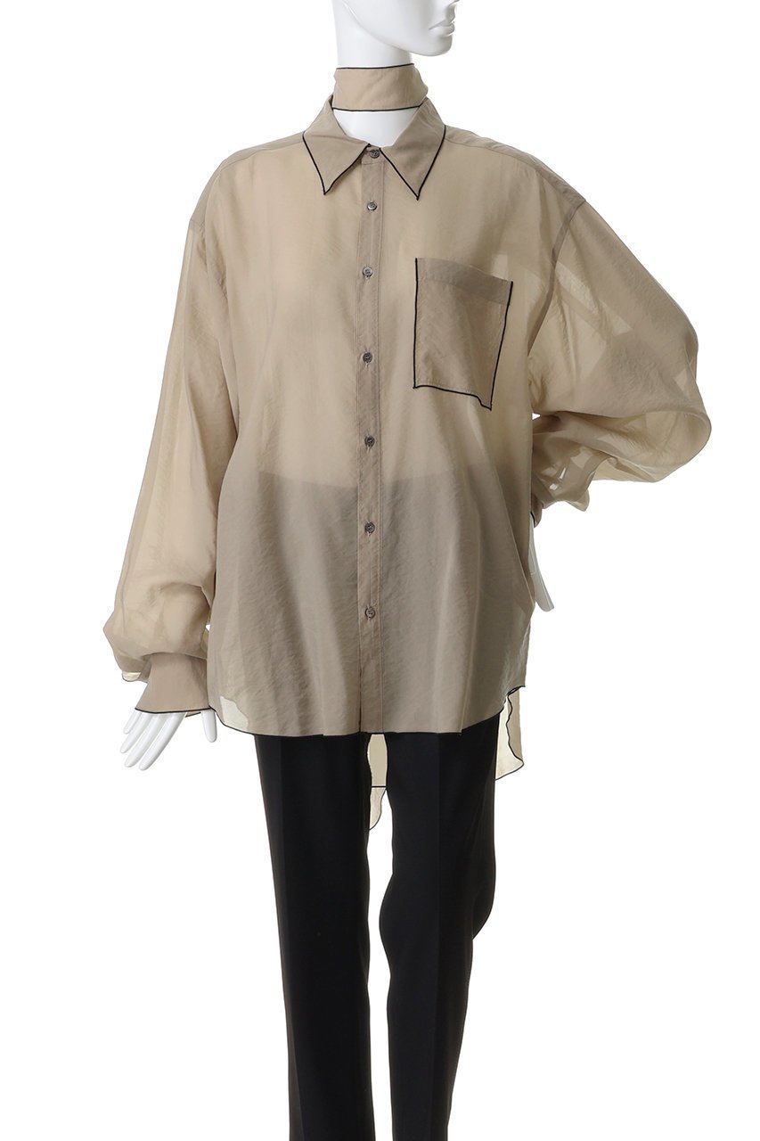 【プランク プロジェクト/PRANK PROJECT】のコントラストトリムシアーシャツ 人気、トレンドファッション・服の通販 founy(ファニー) ファッション Fashion レディースファッション Fashion for Women トップス・カットソー Cut & Sew Tops シャツ・ブラウス・オフィスカジュアル Elegant Blouses & Button-Ups アクセサリー Fashion Accessories キュプラ Cupro, Eco Fabric シアー Sheer, See-Through シンプル Simple, Minimal スリーブ Sleeve, Long Sleeve / Short Sleeve ロング Long, Long-Length other-7|ID: prp329100004903069 ipo3291000000036695584