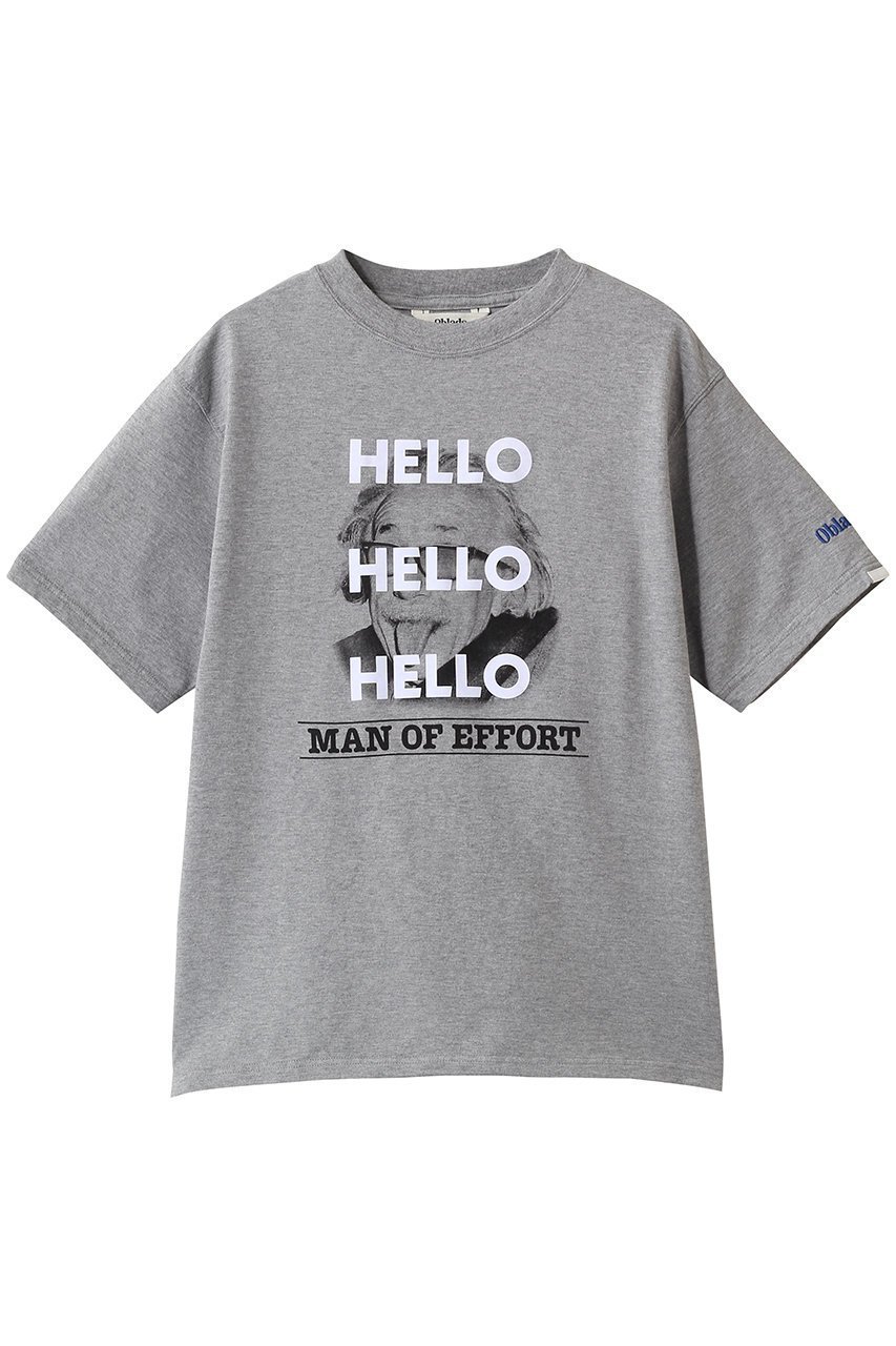 【オブラダ/Oblada】の【ELLE SHOP限定】MAN OF FEFFORT Tシャツ インテリア・キッズ・メンズ・レディースファッション・服の通販 founy(ファニー) 　ファッション　Fashion　レディースファッション　Fashion for Women　トップス・カットソー　Cut & Sew Tops　シャツ・ブラウス・オフィスカジュアル　Elegant Blouses & Button-Ups　ロングTシャツ・Tシャツ　Longline T-Shirts & Tees　カットソー・ベーシックTシャツ　Cut-and-Sewn Tops / Stretch Tees & Basics　インナー　Innerwear　ショート　Short, Short Length　ジャケット　Jacket, Outerwear　スリーブ　Sleeve, Long Sleeve / Short Sleeve　バランス　Balance, Style Balance　プリント　Print, Printed Pattern　グレー|ID: prp329100004903085 ipo3291000000036695770