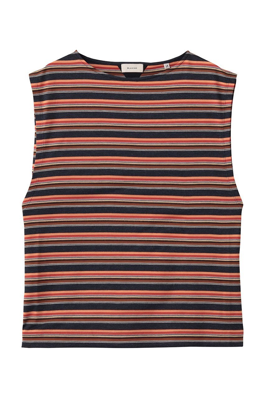 【ブラミンク/BLAMINK】のマルチボーダーノースリーブ 人気、トレンドファッション・服の通販 founy(ファニー) 　ファッション　Fashion　レディースファッション　Fashion for Women　トップス・カットソー　Cut & Sew Tops　キャミソール&ノースリーブ　Camisoles & Sleeveless Tops　シャツ・ブラウス・オフィスカジュアル　Elegant Blouses & Button-Ups　ロングTシャツ・Tシャツ　Longline T-Shirts & Tees　カットソー・ベーシックTシャツ　Cut-and-Sewn Tops / Stretch Tees & Basics　インナー　Innerwear　キャミソール　Camisole, Spaghetti Strap Top　ショルダー　Shoulder, Shoulder Strap　タンク　Tank Top, Sleeveless Top　バランス　Balance, Style Balance　ボーダー　Border, Stripe　 other-1|ID: prp329100004903087 ipo3291000000036695787