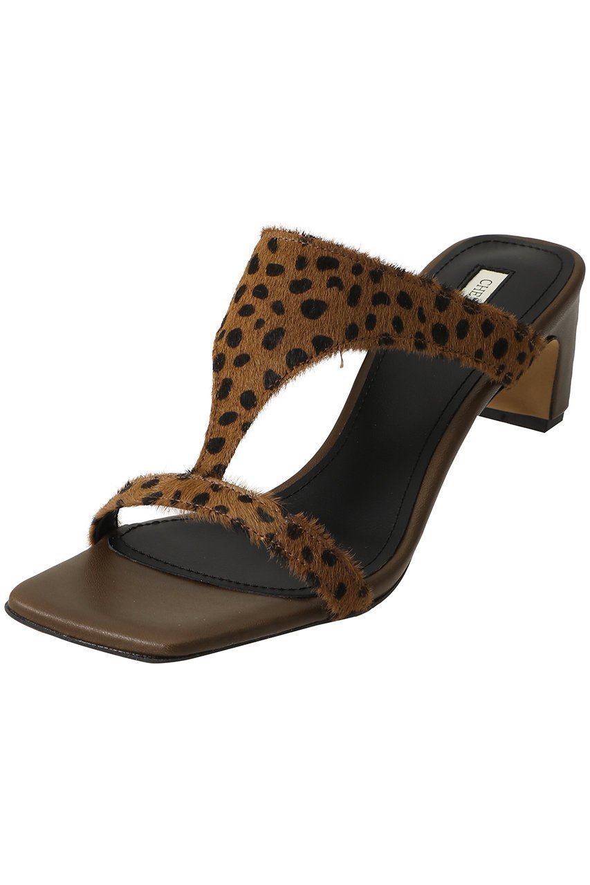 【チェンバー/CHEMBUR】のスクエアトゥTストラップミュール インテリア・キッズ・メンズ・レディースファッション・服の通販 founy(ファニー) 　ファッション　Fashion　レディースファッション　Fashion for Women　アニマル　Animal Print　サンダル　Sandals, Summer Shoes　パーティ　Party, Party Style　ミュール　Mule, Backless Shoes　新作・新入荷　New Arrivals / New In　ブラウン×ブラック|ID: prp329100004903098 ipo3291000000036695927