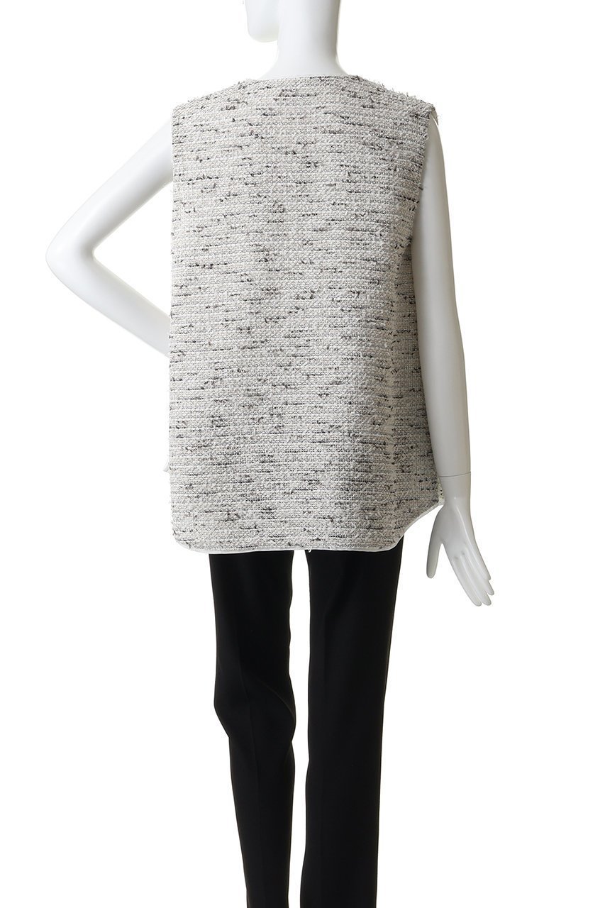 【エブール/ebure】の【4/3 0:00販売開始】クラウドツィード スリーブレスブラウス 人気、トレンドファッション・服の通販 founy(ファニー) 　ファッション　Fashion　レディースファッション　Fashion for Women　トップス・カットソー　Cut & Sew Tops　キャミソール&ノースリーブ　Camisoles & Sleeveless Tops　シャツ・ブラウス・オフィスカジュアル　Elegant Blouses & Button-Ups　キャミソール　Camisole, Spaghetti Strap Top　シルク　Silk, 100% Silk　タンク　Tank Top, Sleeveless Top　チェーン　Chain, Chain Strap　ツイード　Twill, Twill Weave　ドレープ　Drape, Draping Fabric　ノースリーブ　Sleeveless, No-Sleeve　新作・新入荷　New Arrivals / New In　other-4|ID: prp329100004903104 ipo3291000000036695981