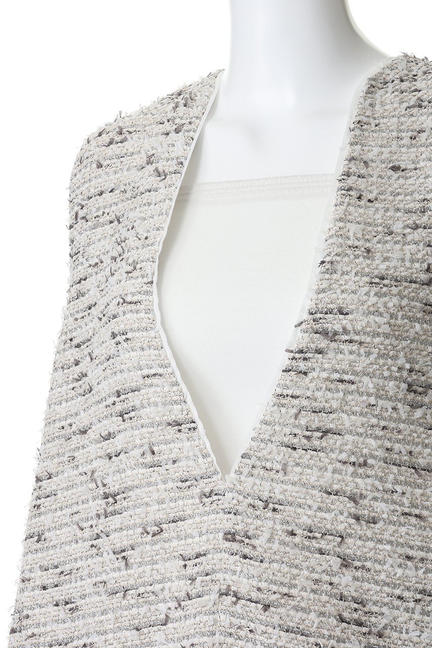 【エブール/ebure】の【4/3 0:00販売開始】クラウドツィード スリーブレスブラウス 人気、トレンドファッション・服の通販 founy(ファニー) 　ファッション　Fashion　レディースファッション　Fashion for Women　トップス・カットソー　Cut & Sew Tops　キャミソール&ノースリーブ　Camisoles & Sleeveless Tops　シャツ・ブラウス・オフィスカジュアル　Elegant Blouses & Button-Ups　キャミソール　Camisole, Spaghetti Strap Top　シルク　Silk, 100% Silk　タンク　Tank Top, Sleeveless Top　チェーン　Chain, Chain Strap　ツイード　Twill, Twill Weave　ドレープ　Drape, Draping Fabric　ノースリーブ　Sleeveless, No-Sleeve　新作・新入荷　New Arrivals / New In　other-5|ID: prp329100004903104 ipo3291000000036695982