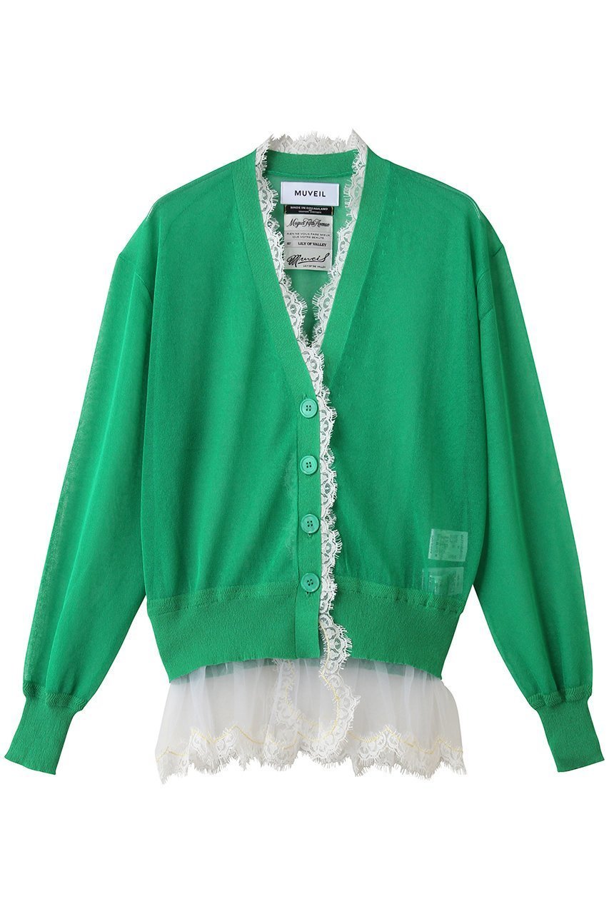 【ミュベール/MUVEIL】のシアーレースカーディガン インテリア・キッズ・メンズ・レディースファッション・服の通販 founy(ファニー) 　ファッション　Fashion　レディースファッション　Fashion for Women　トップス・カットソー　Cut & Sew Tops　ニット　Knit Tops & Sweaters　カーディガン・羽織り　Layered Style Cardigans　カーディガン　Cardigan, Knitwear　コンパクト　Compact, Small Size　バランス　Balance, Style Balance　ビビッド　Vivid, Bright Tone　ランジェリー　Lingerie, Intimate Wear　新作・新入荷　New Arrivals / New In　グリーン|ID: prp329100004903112 ipo3291000000036696042