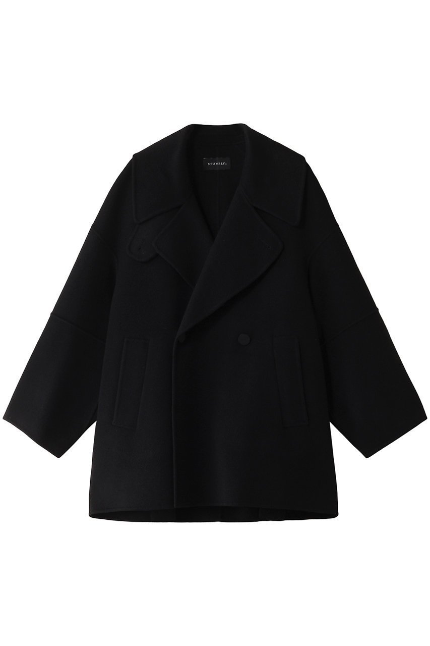 【ヒューエルミュージアム/hueLe Museum】の【STUMBLY】ビッグシルエットピージャケット インテリア・キッズ・メンズ・レディースファッション・服の通販 founy(ファニー) 　ファッション　Fashion　レディースファッション　Fashion for Women　アウター　Coat / Outerwear Collection　レディースジャケット・軽アウター　Jackets　シンプル　Simple, Minimal　ジャケット　Jacket, Outerwear　ビッグ　Big, Oversized　人気　Popular, Best Seller　今季　This Season, Current Season　ブラック|ID: prp329100004903261 ipo3291000000036697910
