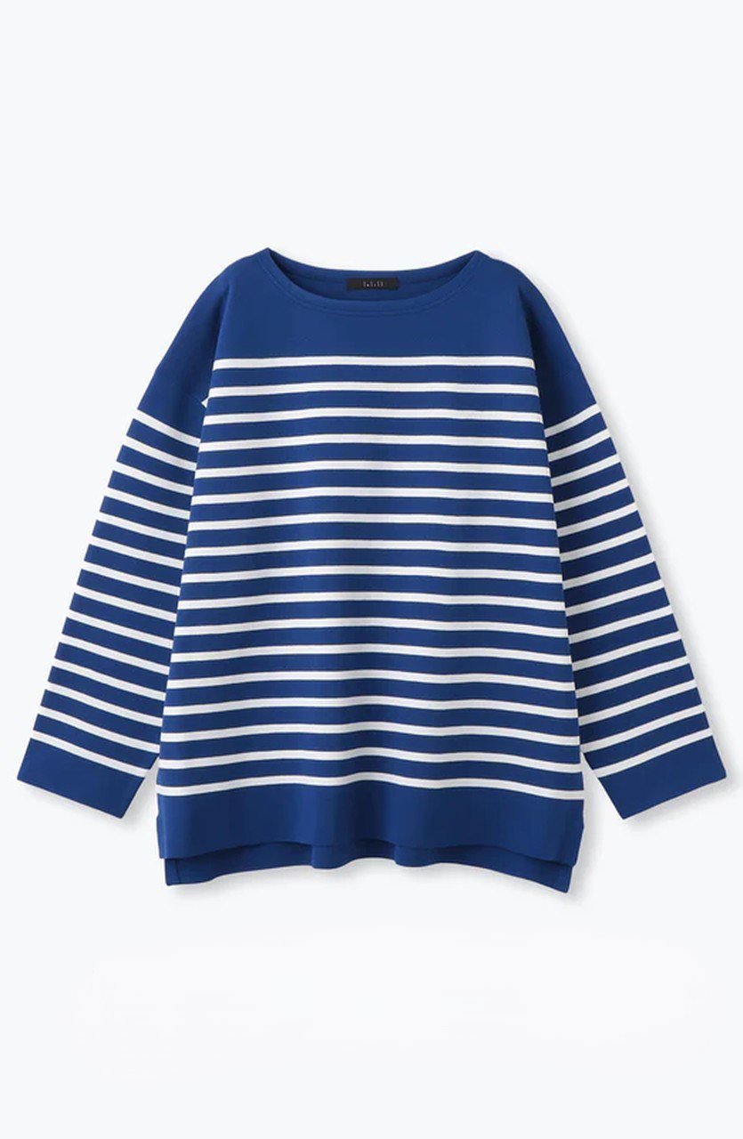 【レリル/lelill】のハイテクボートネックニット(レギュラーサイズ) インテリア・キッズ・メンズ・レディースファッション・服の通販 founy(ファニー) 　ファッション　Fashion　レディースファッション　Fashion for Women　トップス・カットソー　Cut & Sew Tops　ニット　Knit Tops & Sweaters　カジュアルプルオーバー・ニットトップス　Pullovers & Knit Tops / Casual Pullovers　アンサンブル　Ensemble Set　カッティング　Cutting Detail　デコルテ　Décolleté, Neckline　フィット　Fit, Slim Fit　ベスト　Vest, Waistcoat　ボレロ　Bolero, Short Cardigan　ボーダー　Border, Stripe　レギュラー　Regular, Standard Fit　定番　Standard, Basic Item　春　Spring　軽量　Lightweight, Ultra Light　ブルー|ID: prp329100004903360 ipo3291000000036699353