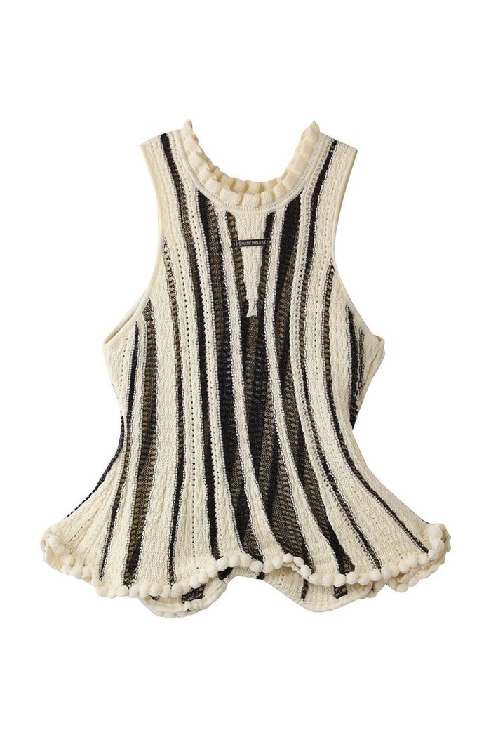 【プランク プロジェクト/PRANK PROJECT】のウェーブヘムポップコーンニットタンク / Wave Hem Popcorn Knit Tank インテリア・キッズ・メンズ・レディースファッション・服の通販 founy(ファウニー) https://founy.com/ ファッション Fashion レディースファッション Fashion for Women トップス・カットソー Cut & Sew Tops ニット Knit Tops & Sweaters カジュアルプルオーバー・ニットトップス Pullovers & Knit Tops / Casual Pullovers ストライプ Stripe, Striped Pattern ストレート Straight, Straight Cut タンク Tank Top, Sleeveless Top デニム Denim, Jeans Material フリル Frill, Ruffle ヘムライン Hemline, Bottom Cut ワイド Wide, Wide Fit ワイヤー Wire, Wired Bra |ID: prp329100004903370 ipo3291000000036699451