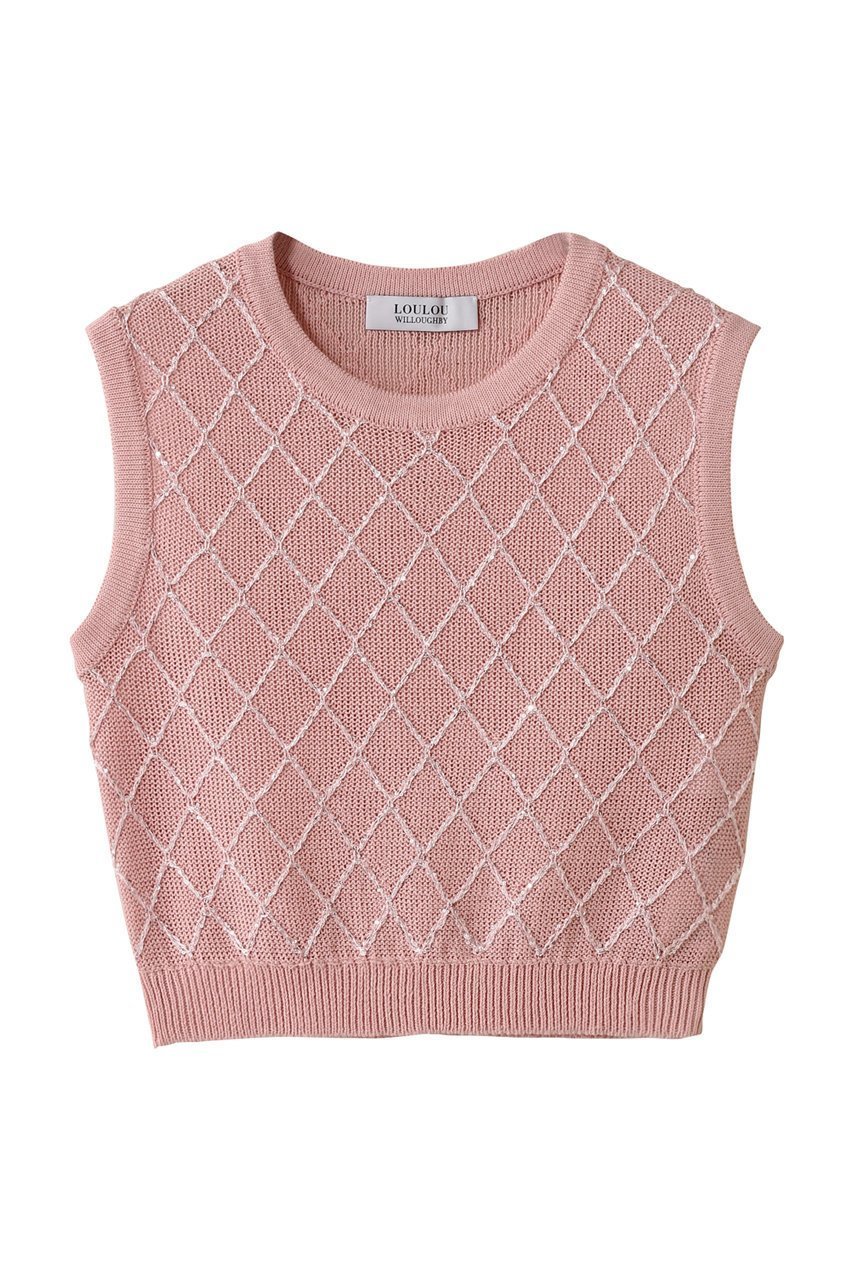 【アルアバイル/allureville】の【Loulou Willoughby】シークインエンブロイダリープルオーバー インテリア・キッズ・メンズ・レディースファッション・服の通販 founy(ファニー) ファッション Fashion レディースファッション Fashion for Women トップス・カットソー Cut & Sew Tops ニット Knit Tops & Sweaters カジュアルプルオーバー・ニットトップス Pullovers & Knit Tops / Casual Pullovers インナー Innerwear コンパクト Compact, Small Size ジャケット Jacket, Outerwear ノースリーブ Sleeveless, No-Sleeve パーティ Party, Party Style エレガント 上品 Elegant ピンク|ID: prp329100004903386 ipo3291000000036699591