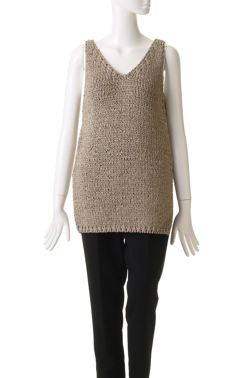 【オブリオ/AUBRIOT】のラメヤーンタンクトップ 人気、トレンドファッション・服の通販 founy(ファニー) 　ファッション　Fashion　レディースファッション　Fashion for Women　トップス・カットソー　Cut & Sew Tops　ニット　Knit Tops & Sweaters　カジュアルプルオーバー・ニットトップス　Pullovers & Knit Tops / Casual Pullovers　ジュエル　Jewel, Gemstone　ストレート　Straight, Straight Cut　スリット　Slit, Slit Detail　タンク　Tank Top, Sleeveless Top　フィット　Fit, Slim Fit　other-2|ID: prp329100004903393 ipo3291000000036699664