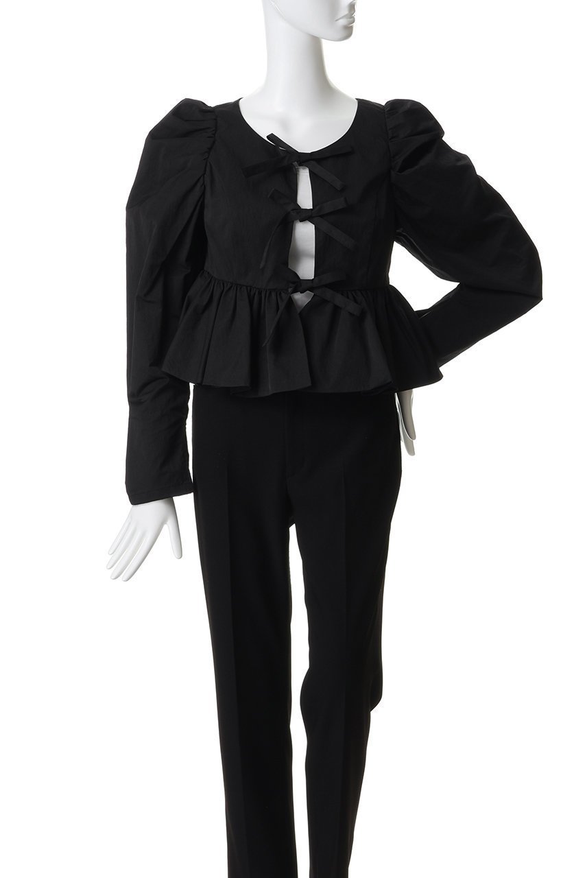 【クラネ/CLANE】のSHORT PEPLUM RIBBON TOPS シャツ/ブラウス 人気、トレンドファッション・服の通販 founy(ファニー) 　ファッション　Fashion　レディースファッション　Fashion for Women　トップス・カットソー　Cut & Sew Tops　シャツ・ブラウス・オフィスカジュアル　Elegant Blouses & Button-Ups　コンパクト　Compact, Small Size　スリーブ　Sleeve, Long Sleeve / Short Sleeve　フェミニン　Feminine, Girly　フロント　Front, Front Design　プリーツ　Pleats, Pleated　マニッシュ　Mannish, Boyish　モダン　Modern, Contemporary　リボン　Ribbon, Bow　ロング　Long, Long-Length　other-2|ID: prp329100004903430 ipo3291000000036700105