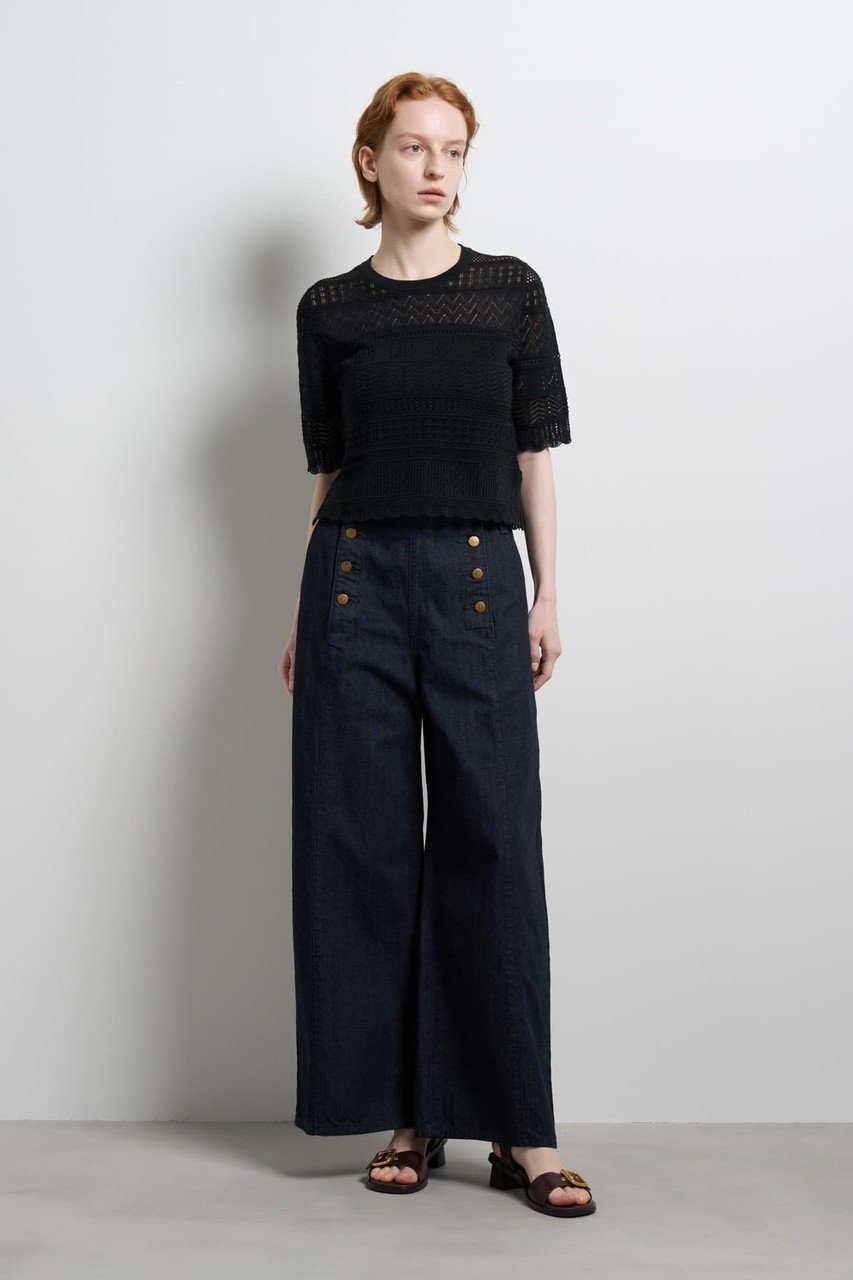 【ランバン オン ブルー/LANVIN en Bleu】のレースハーフスリーブニット 人気、トレンドファッション・服の通販 founy(ファニー) 　ファッション　Fashion　レディースファッション　Fashion for Women　トップス・カットソー　Cut & Sew Tops　ニット　Knit Tops & Sweaters　カジュアルプルオーバー・ニットトップス　Pullovers & Knit Tops / Casual Pullovers　カーディガン　Cardigan, Knitwear　コンパクト　Compact, Small Size　バランス　Balance, Style Balance　パターン　Pattern, Design Print　レース　Lace, Lace Fabric　エレガント 上品　Elegant　新作・新入荷　New Arrivals / New In　other-6|ID: prp329100004903463 ipo3291000000036700471