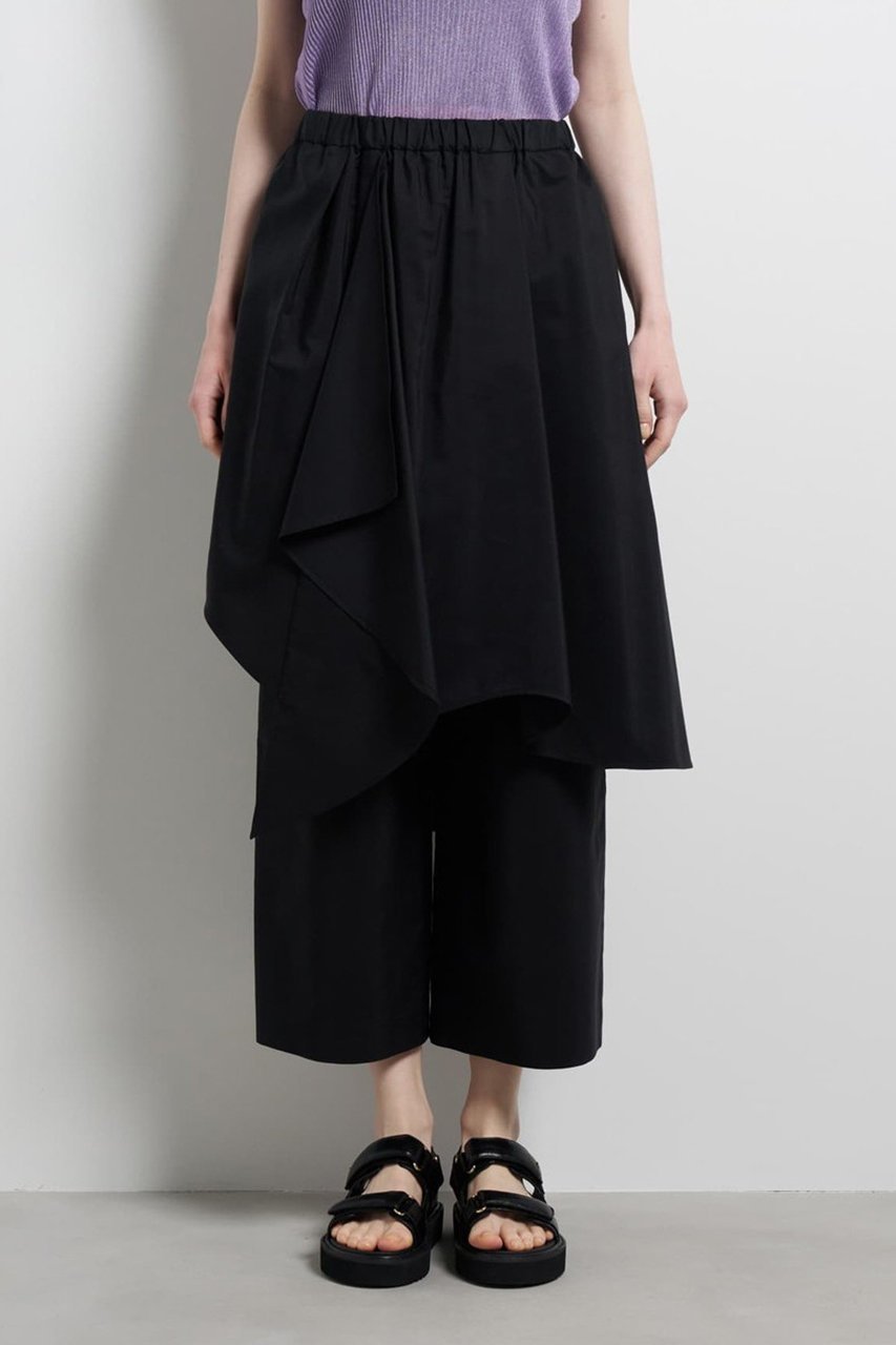 【ランバン オン ブルー/LANVIN en Bleu】のアシンメトリーレイヤードパンツ インテリア・キッズ・メンズ・レディースファッション・服の通販 founy(ファニー) 　ファッション　Fashion　レディースファッション　Fashion for Women　パンツ　Pants & Trousers　アシンメトリー　Asymmetrical Style　ファブリック　Fabric, Textile　ボトム　Bottoms, Lower Wear　リラックス　Relax, Relaxed Fit　ブラック|ID: prp329100004903465 ipo3291000000036700486