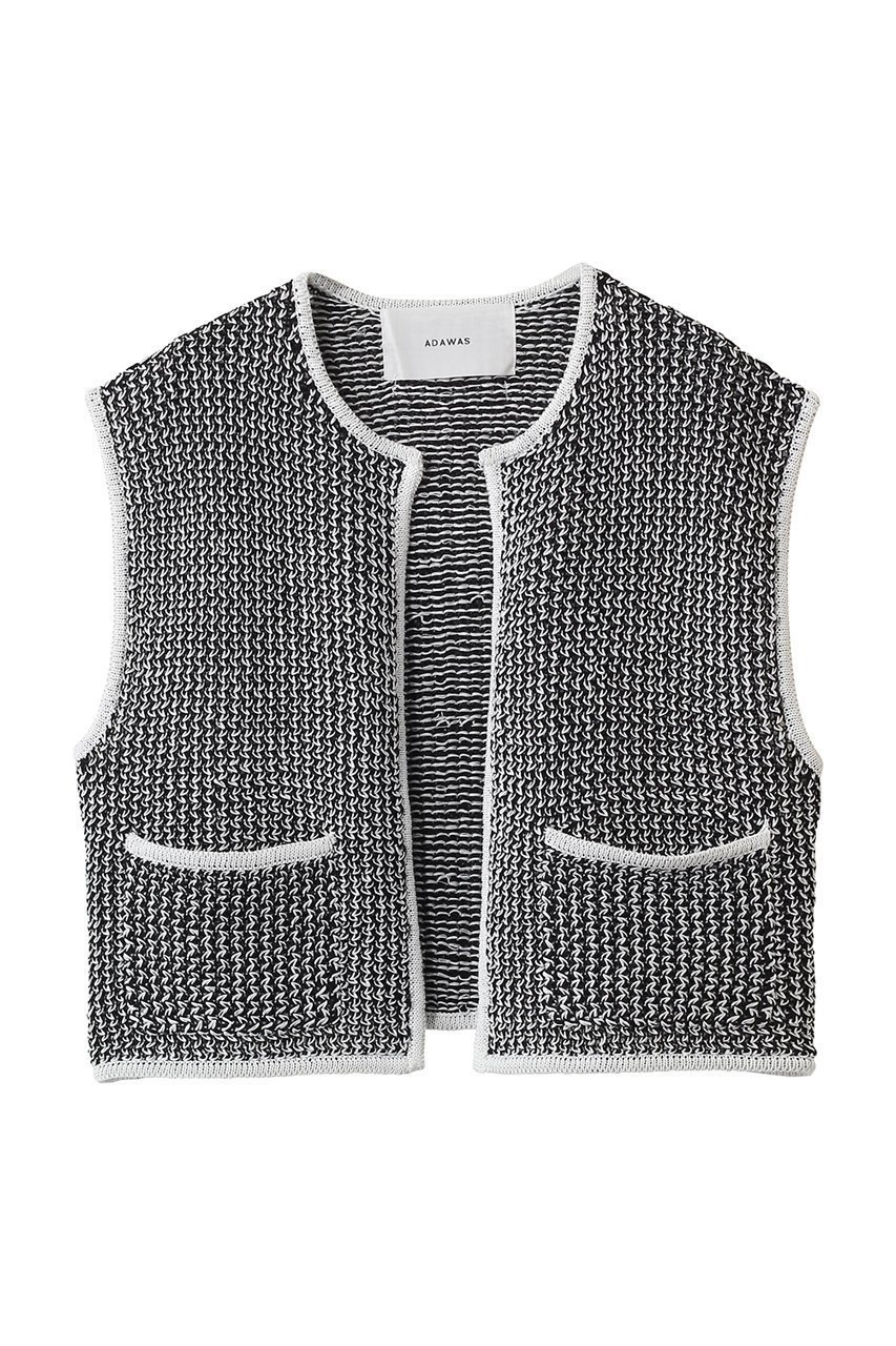 【アダワス/ADAWAS】のリネンブレンド メッシュ ベスト インテリア・キッズ・メンズ・レディースファッション・服の通販 founy(ファニー) 　ファッション　Fashion　レディースファッション　Fashion for Women　アウター　Coat / Outerwear Collection　レディースジャケット・軽アウター　Jackets　コンパクト　Compact, Small Size　ジャケット　Jacket, Outerwear　センター　Center, Center Line　パターン　Pattern, Design Print　フロント　Front, Front Design　ベスト　Vest, Waistcoat　メッシュ　Mesh, Net Fabric　リネン　Linen, Linen Fabric　ブラック|ID: prp329100004903480 ipo3291000000036700609