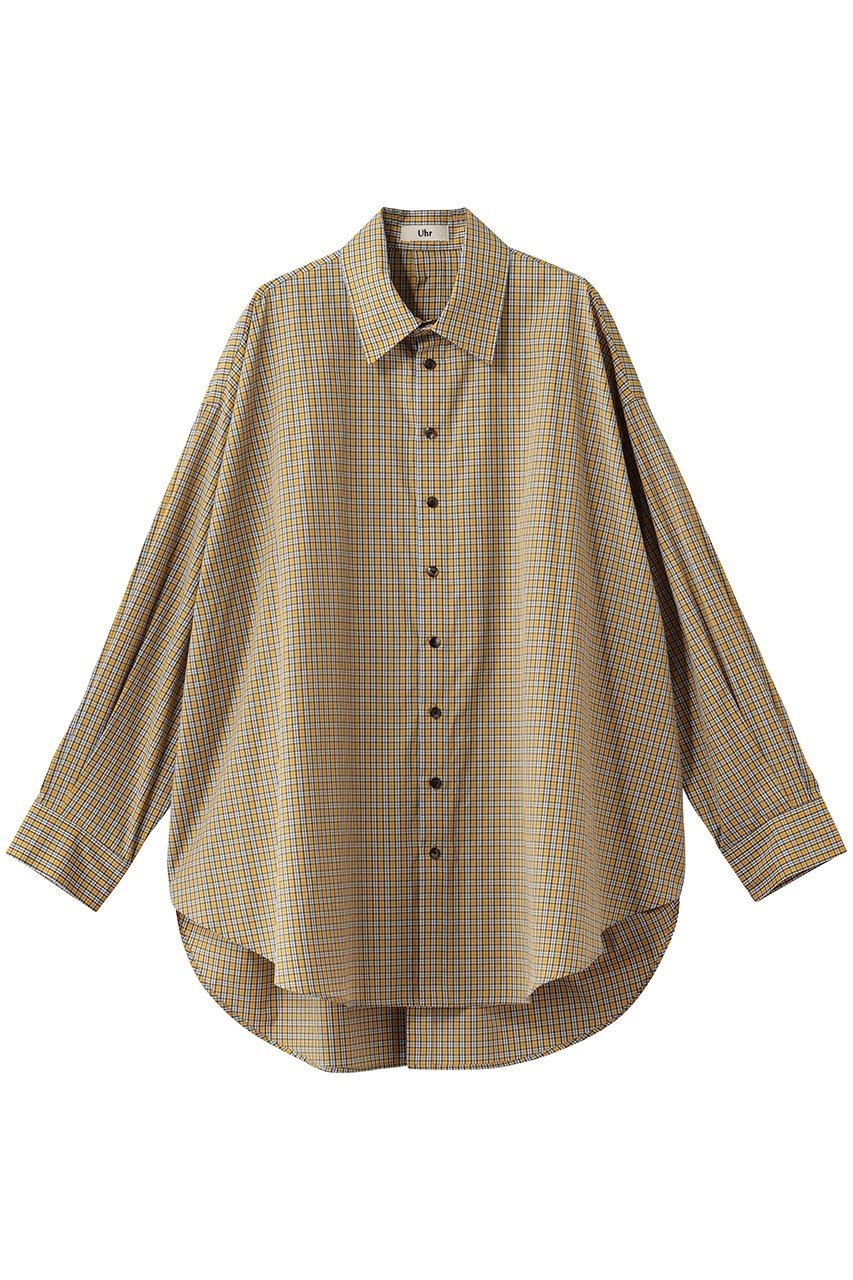 【ウーア/Uhr】の2way ビッグシャツ インテリア・キッズ・メンズ・レディースファッション・服の通販 founy(ファニー) 　ファッション　Fashion　レディースファッション　Fashion for Women　トップス・カットソー　Cut & Sew Tops　シャツ・ブラウス・オフィスカジュアル　Elegant Blouses & Button-Ups　スリーブ　Sleeve, Long Sleeve / Short Sleeve　チェック　Check, Plaid, Tartan　ビッグ　Big, Oversized　ロング　Long, Long-Length　イエロー|ID: prp329100004903495 ipo3291000000036700807