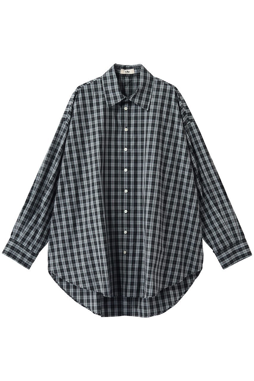 【ウーア/Uhr】の2way ビッグシャツ インテリア・キッズ・メンズ・レディースファッション・服の通販 founy(ファニー) 　ファッション　Fashion　レディースファッション　Fashion for Women　トップス・カットソー　Cut & Sew Tops　シャツ・ブラウス・オフィスカジュアル　Elegant Blouses & Button-Ups　スリーブ　Sleeve, Long Sleeve / Short Sleeve　チェック　Check, Plaid, Tartan　ビッグ　Big, Oversized　ロング　Long, Long-Length　ブラック|ID: prp329100004903495 ipo3291000000036700809